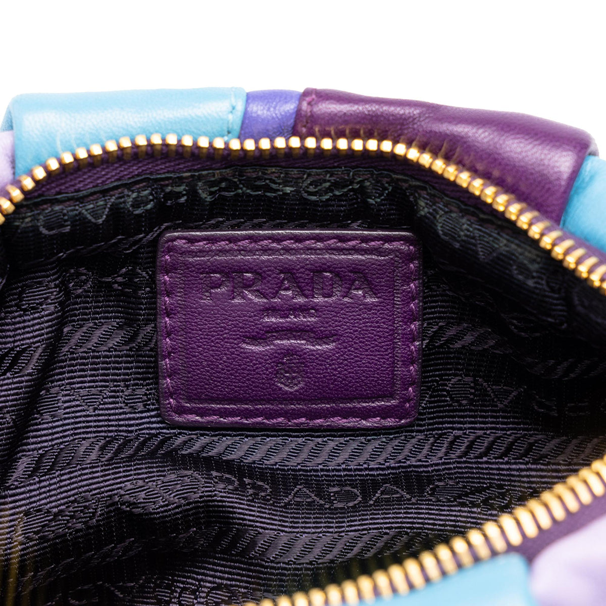 Prada Nappa Trembled Blossoms Stripes Clutch