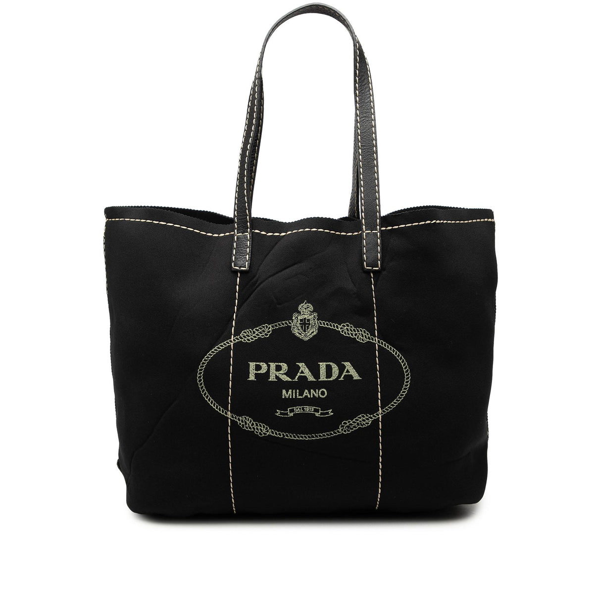 Prada Neoprene Logo Shopping Tote