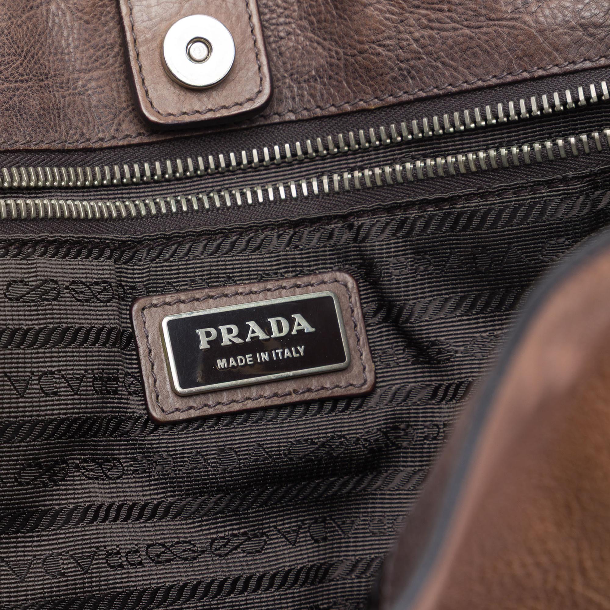 Prada Ombre Vitello Daino Side Zip Convertible Tote