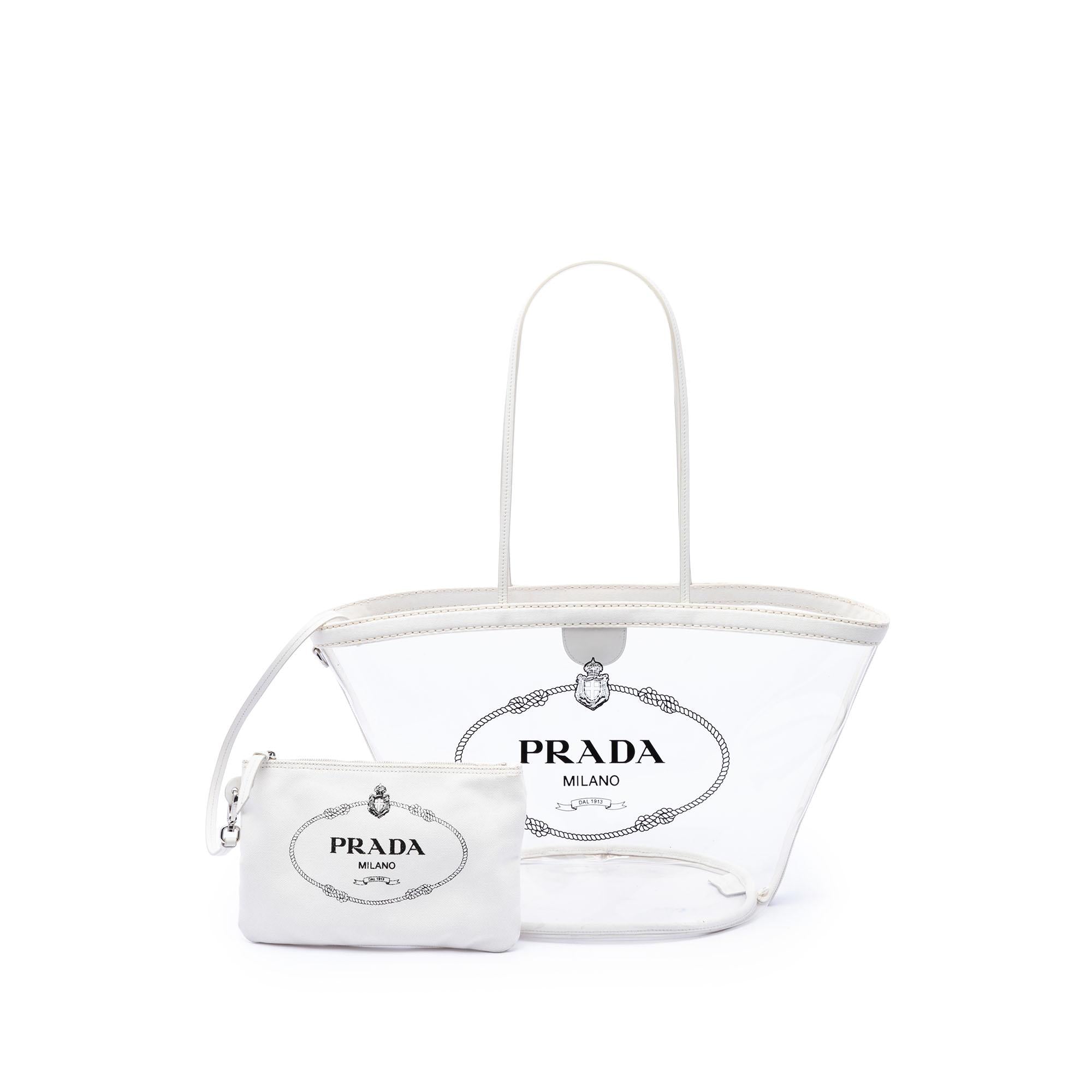 Prada PVC Canapa Logo Shopper Tote