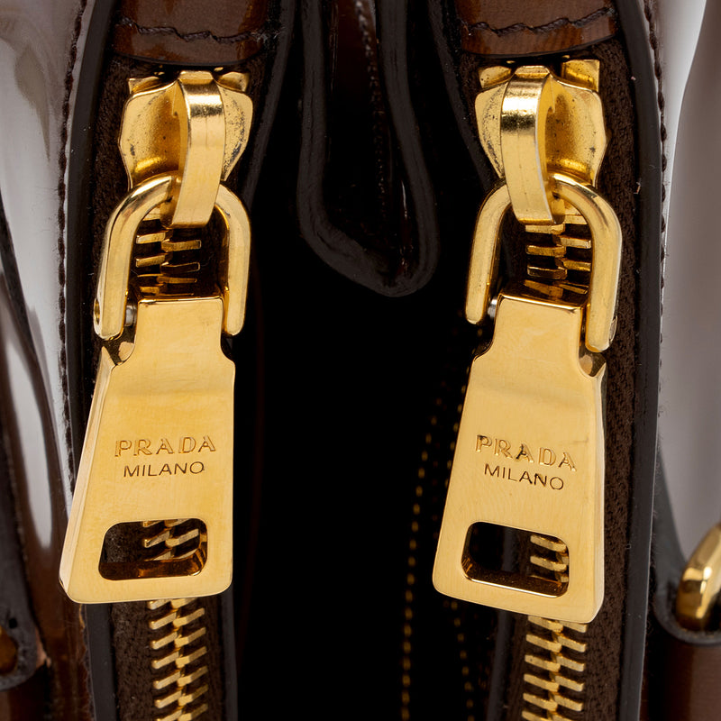 Prada Patent Leather Double Zip Medium Tote (SHF-IcFxTz)
