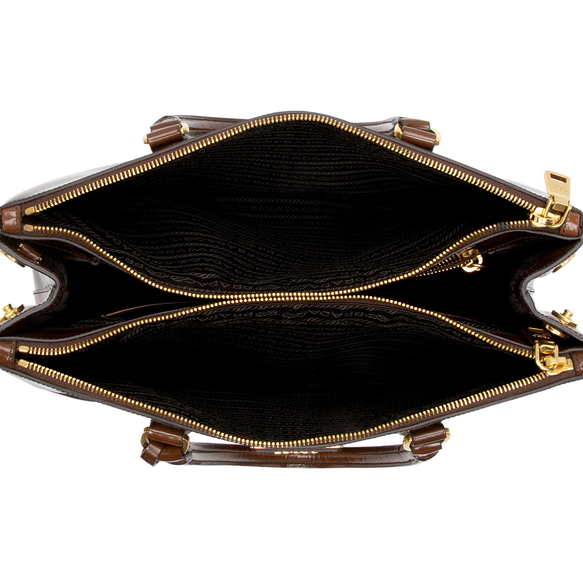 Prada Patent Leather Double Zip Medium Tote (SHF-IcFxTz)