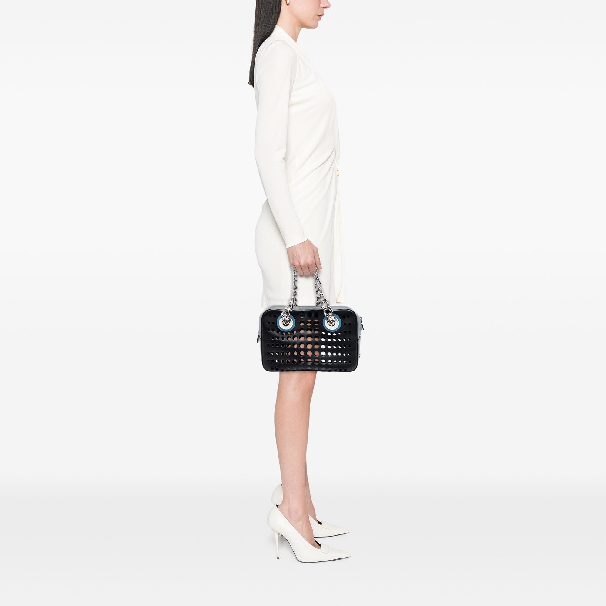 Prada Perforated Leather City Fori Chain Handbag
