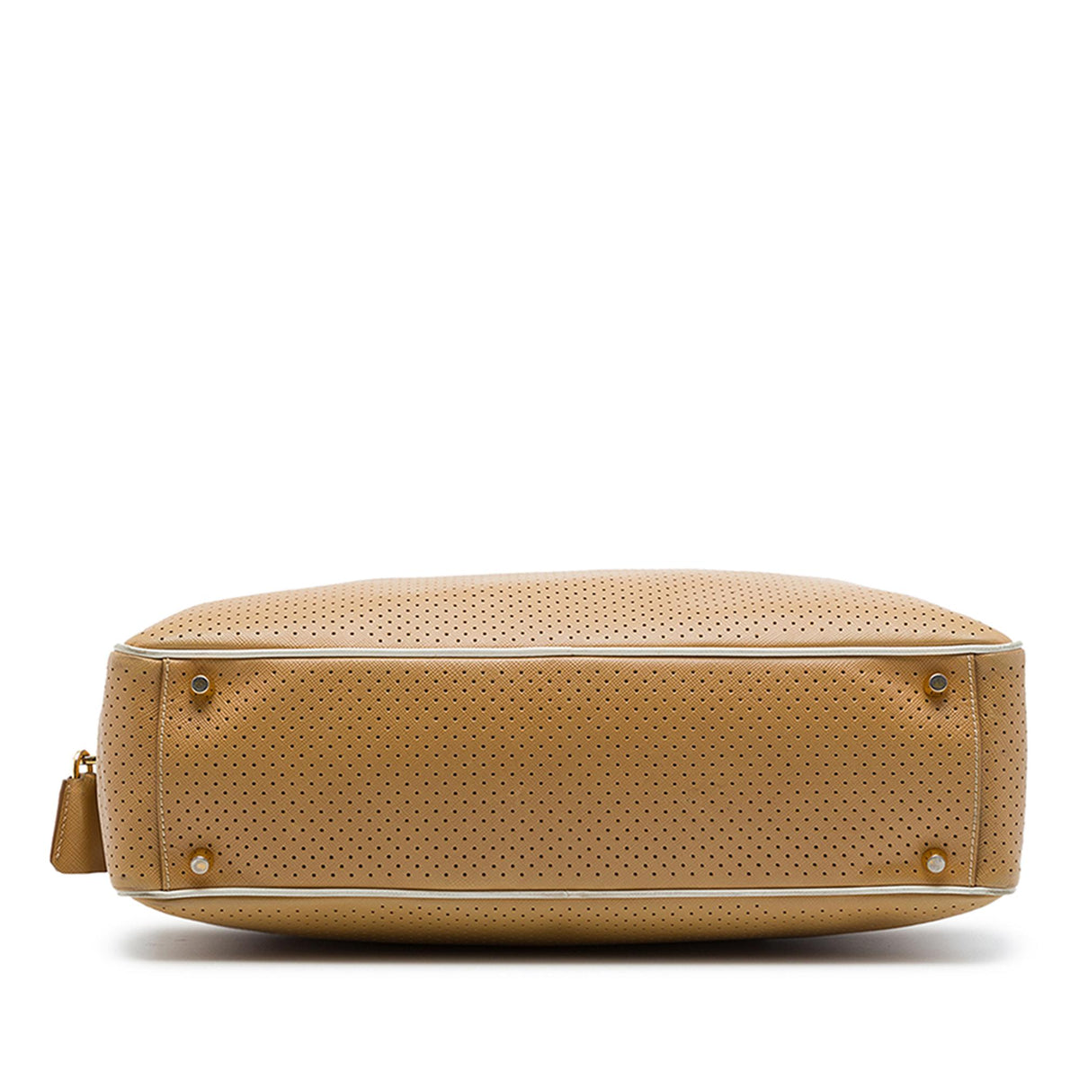 Prada Perforated Saffiano Lux Bauletto Top Handle Bag
