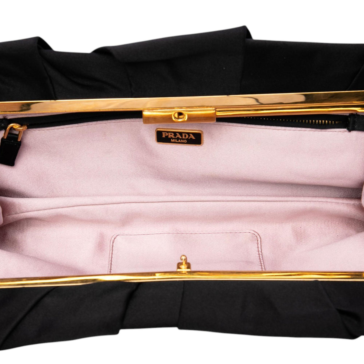 Prada Pleated Satin Frame Clutch