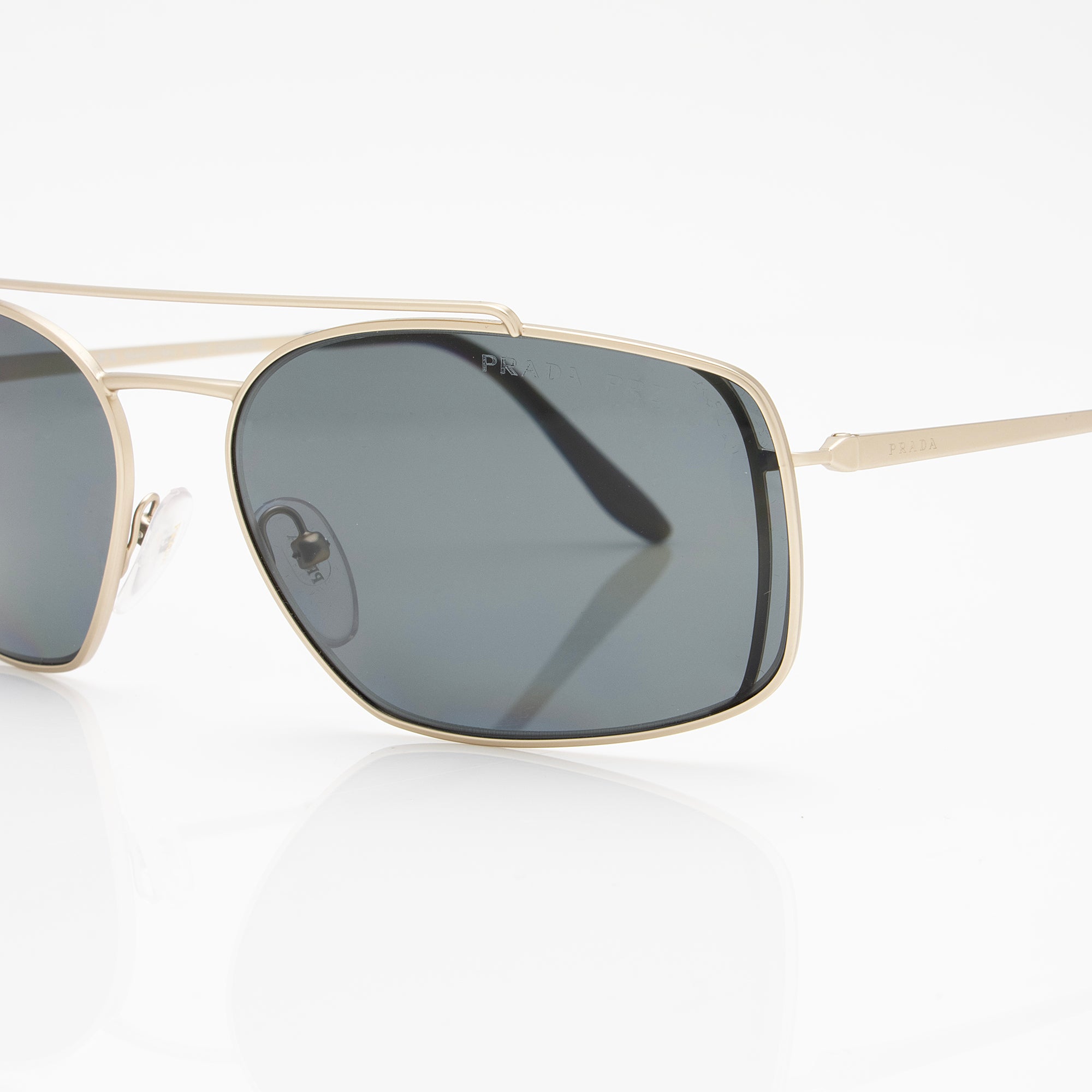 Prada Polarized Rectangular Aviator Sunglasses (SHF-IjJBqf)