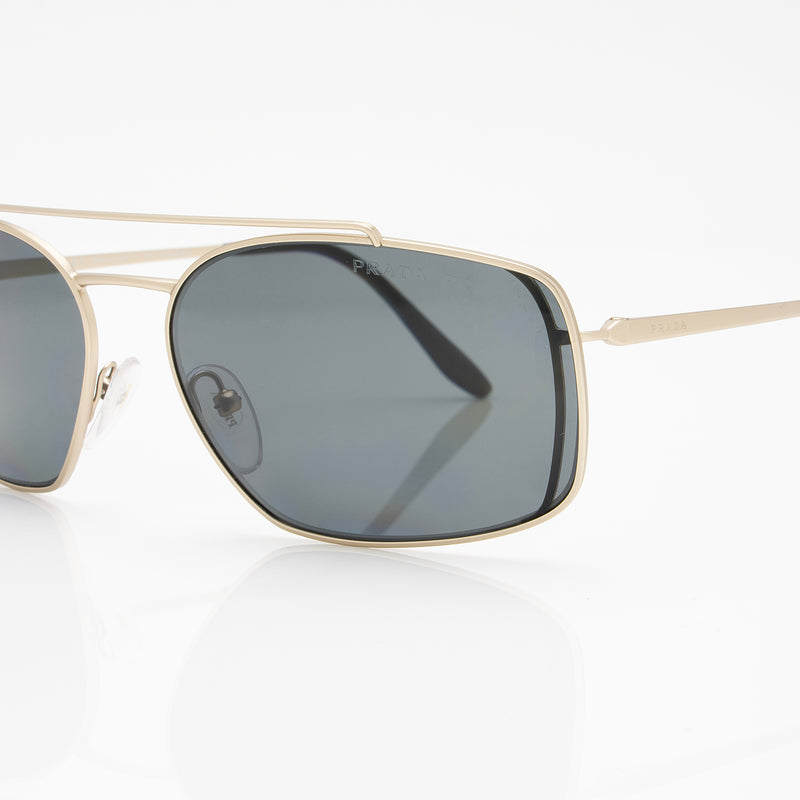 Square Style Stash Rectangular Polycarbonate Aviator Sunglasses Golden,  Size: Free Size