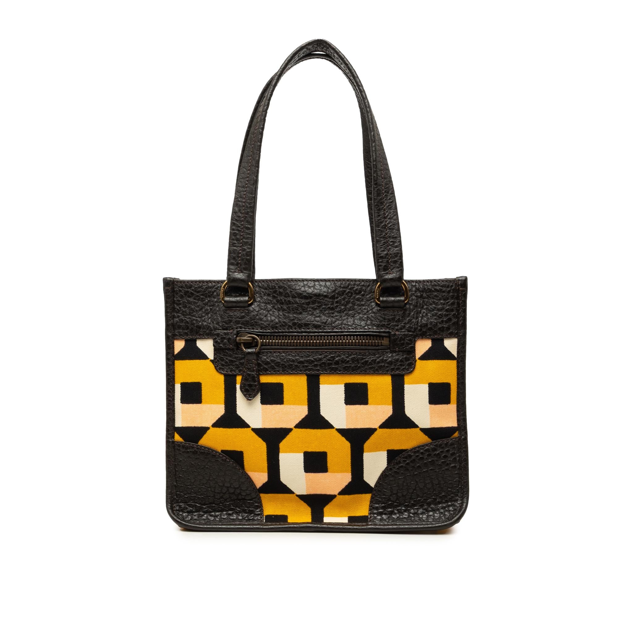 Prada Printed Canvas and Leather Tote