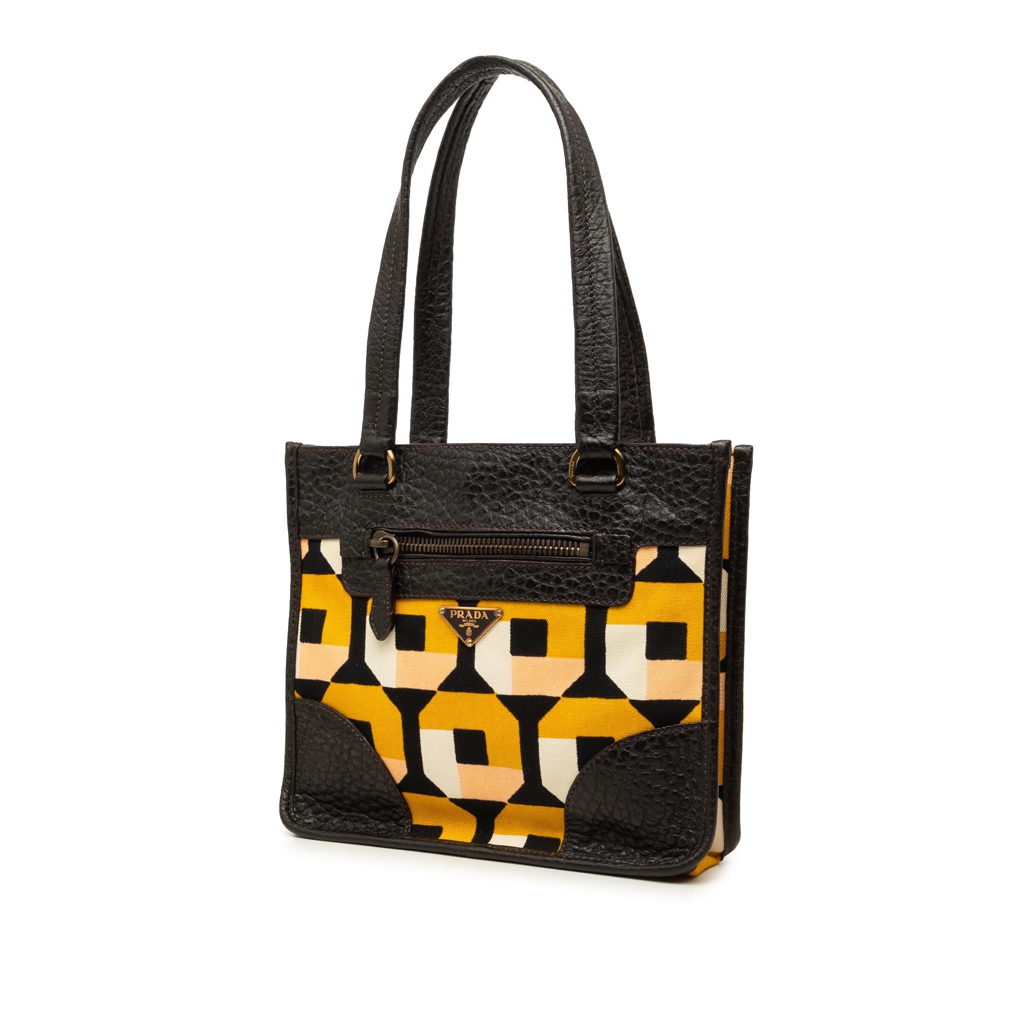 Prada Printed Canvas and Leather Tote