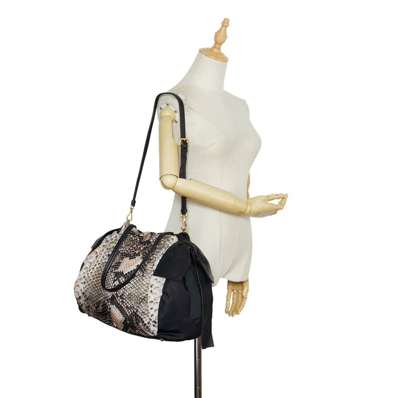 Prada Python Print Tessuto Bow Satchel (SHG-Vz1dPh)