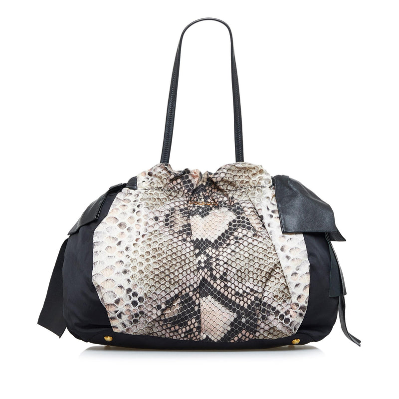 Prada Python Print Tessuto Bow Satchel (SHG-Vz1dPh)