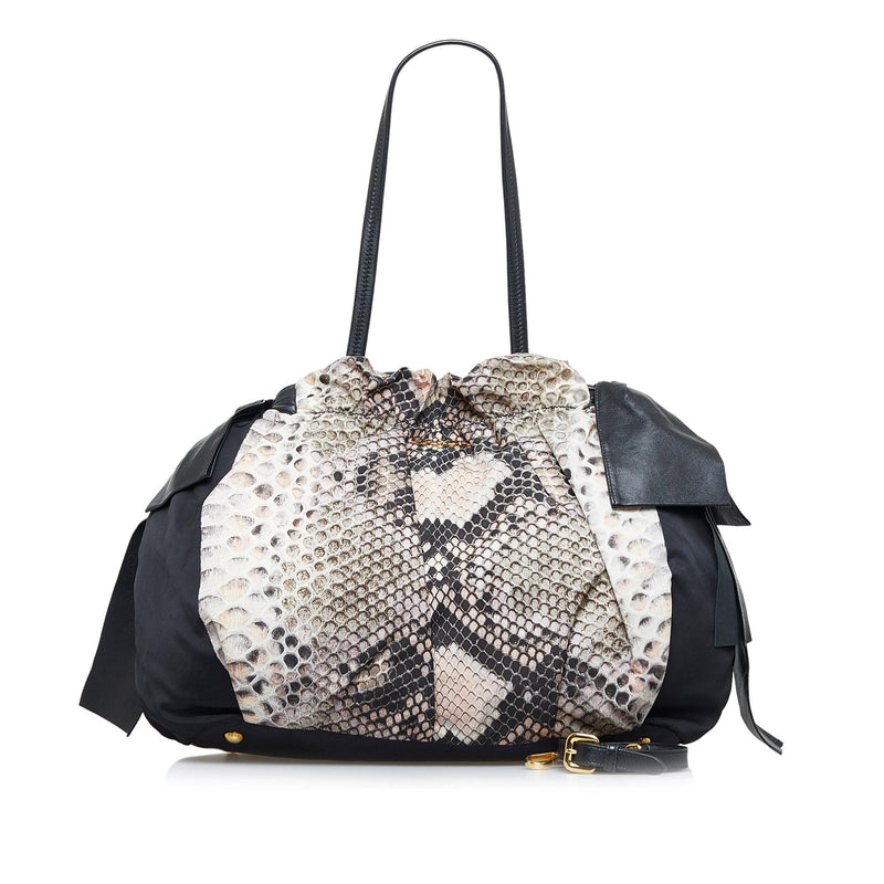 Prada Python Print Tessuto Bow Satchel (SHG-Vz1dPh)