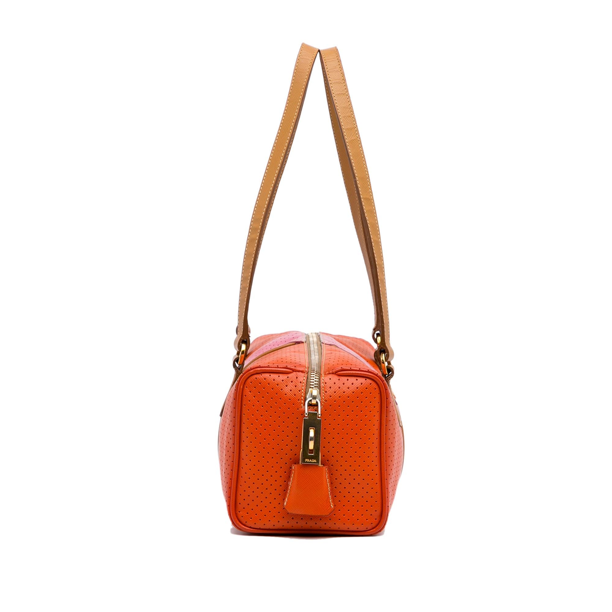 Prada Racer Perforated Leather Shoulder Bag (SHG-nkEDYs)