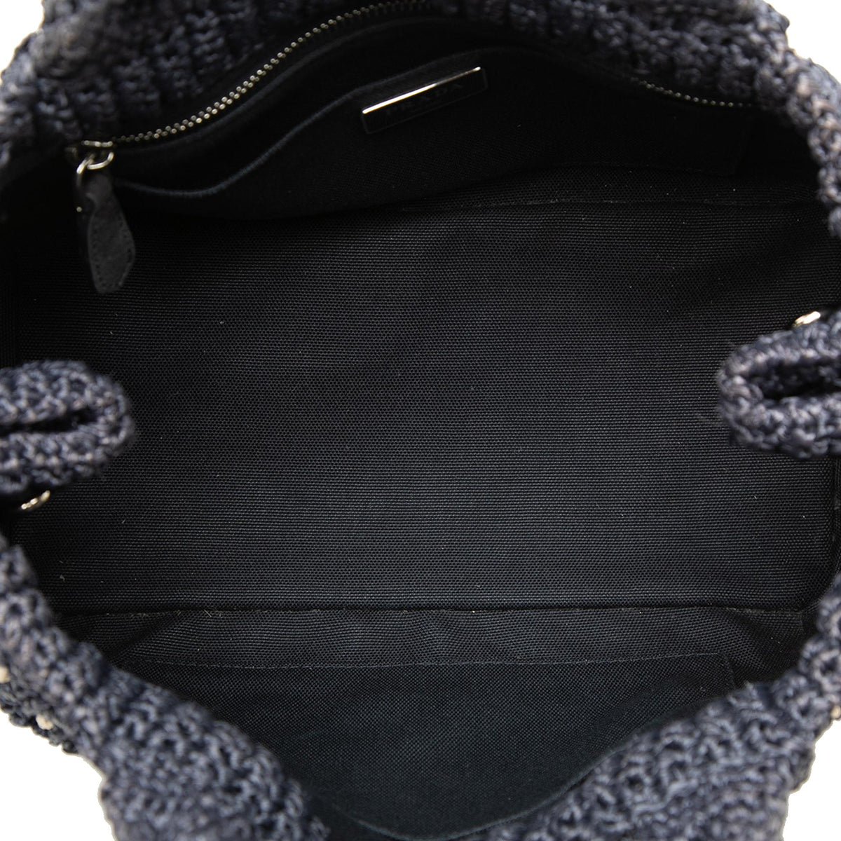 Prada Raffia Effect Crochet Pois Satchel