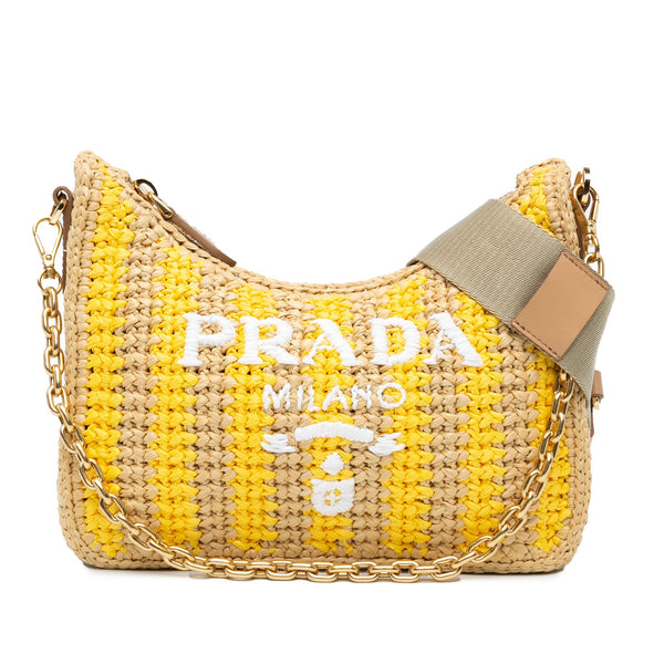 Prada Raffia Effect Crochet Striped Re-Edition 2005 Satchel (SHG-zcvoZ