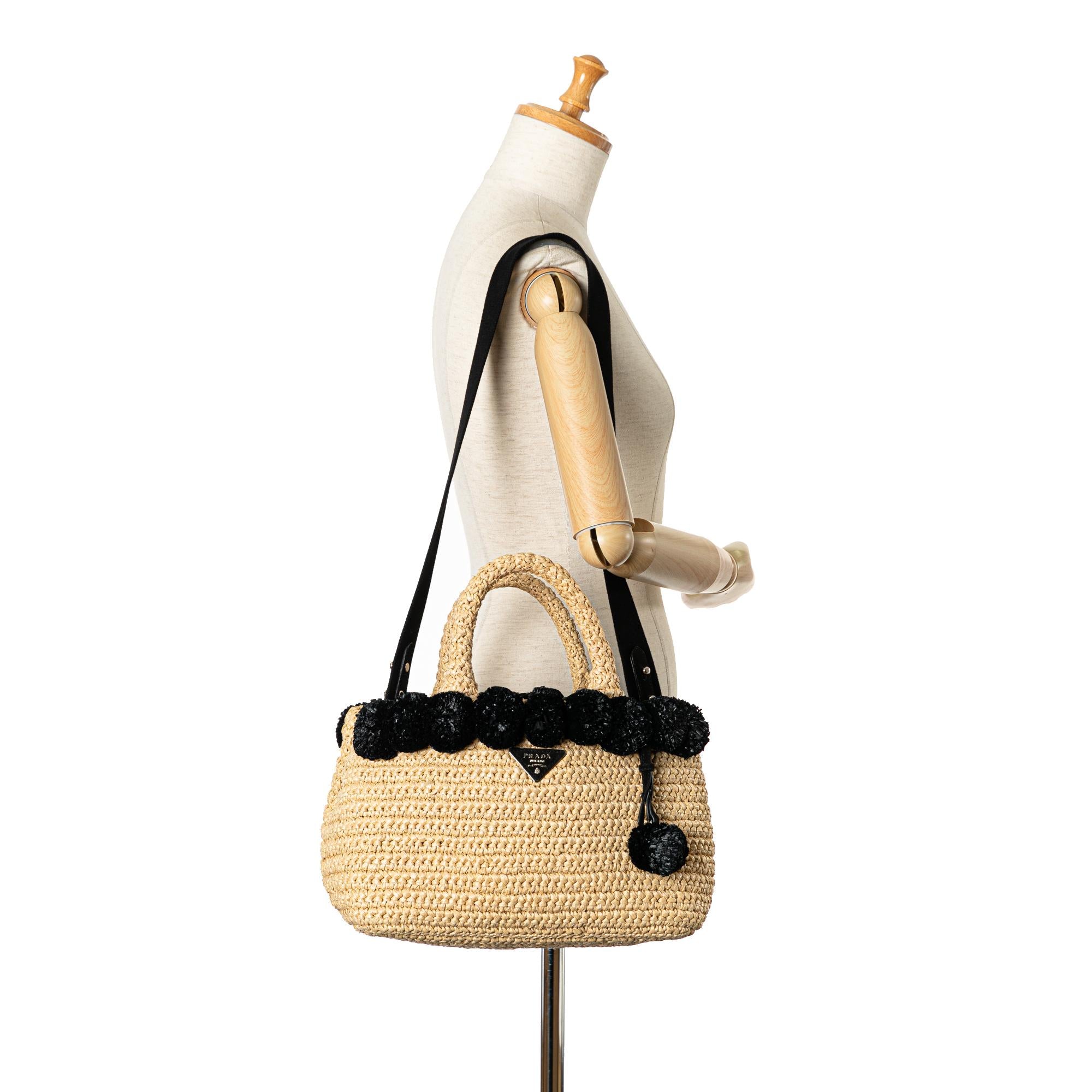Prada Raffia Pompom Satchel (SHG-xIScda)