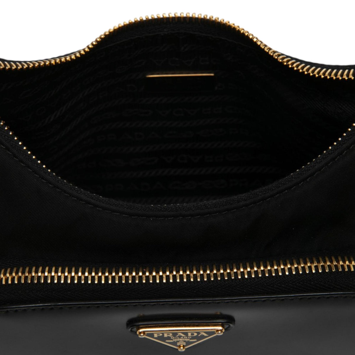 Prada Re Nylon Brushed Leather Front Pocket Hobo