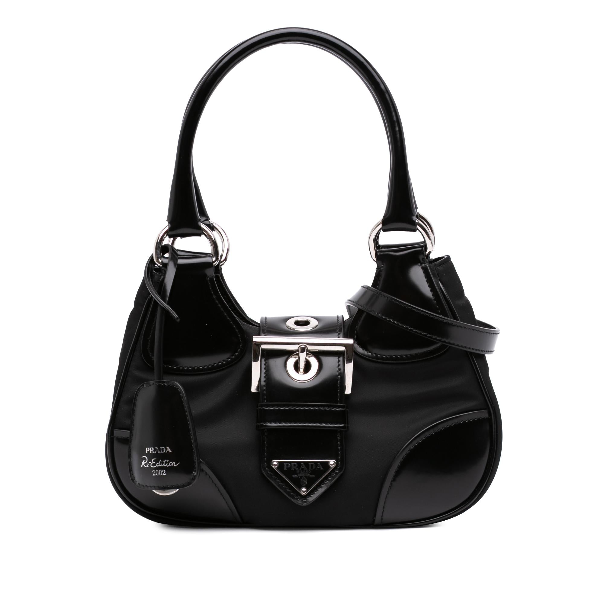 Prada Re Nylon and Shiny Calfskin Re Edition 2002 Moon Satchel
