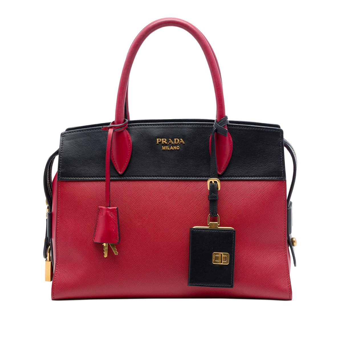 Prada Saffiano And City Calf Esplanade Satchel