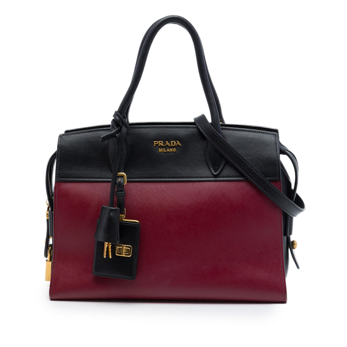 Prada Saffiano And City Calf Esplanade Satchel