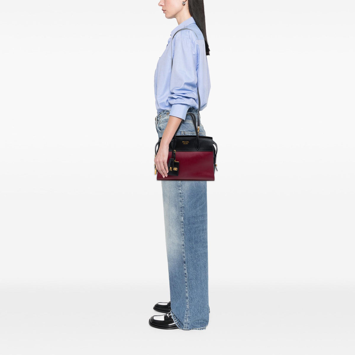 Prada Saffiano And City Calf Esplanade Satchel