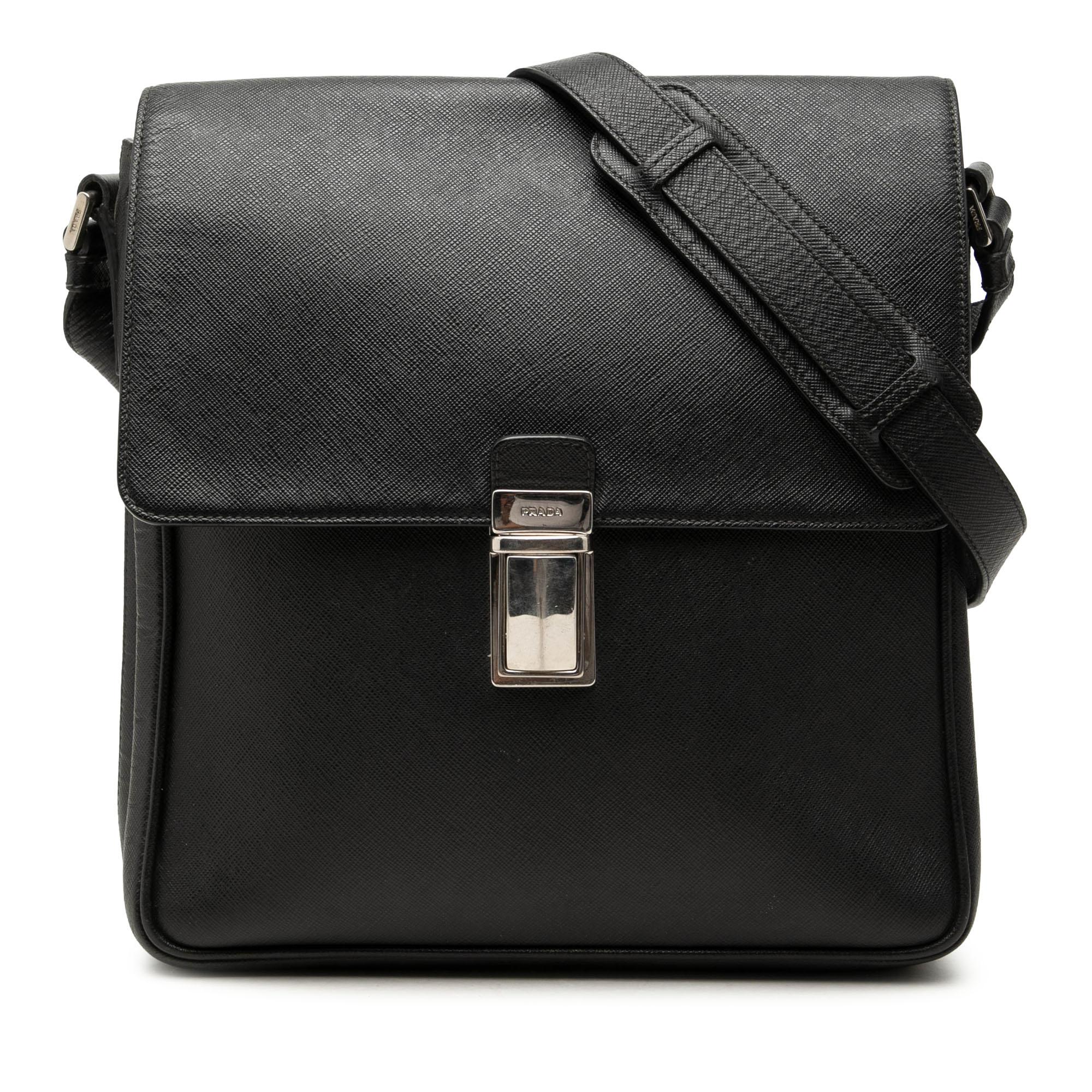 Prada Saffiano Buckle Messenger Bag