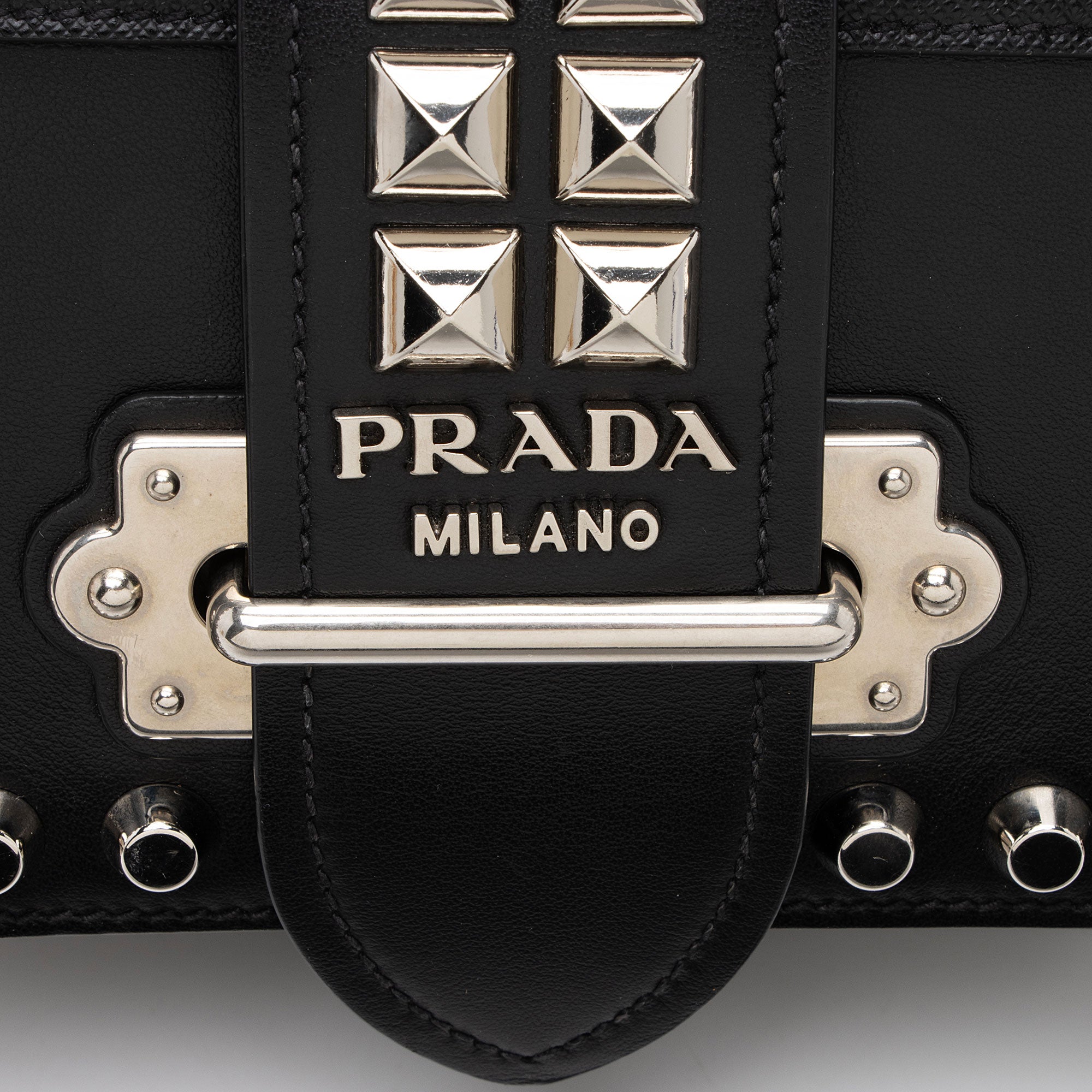 Prada Saffiano Calfskin Studded Cahier Belt Bag