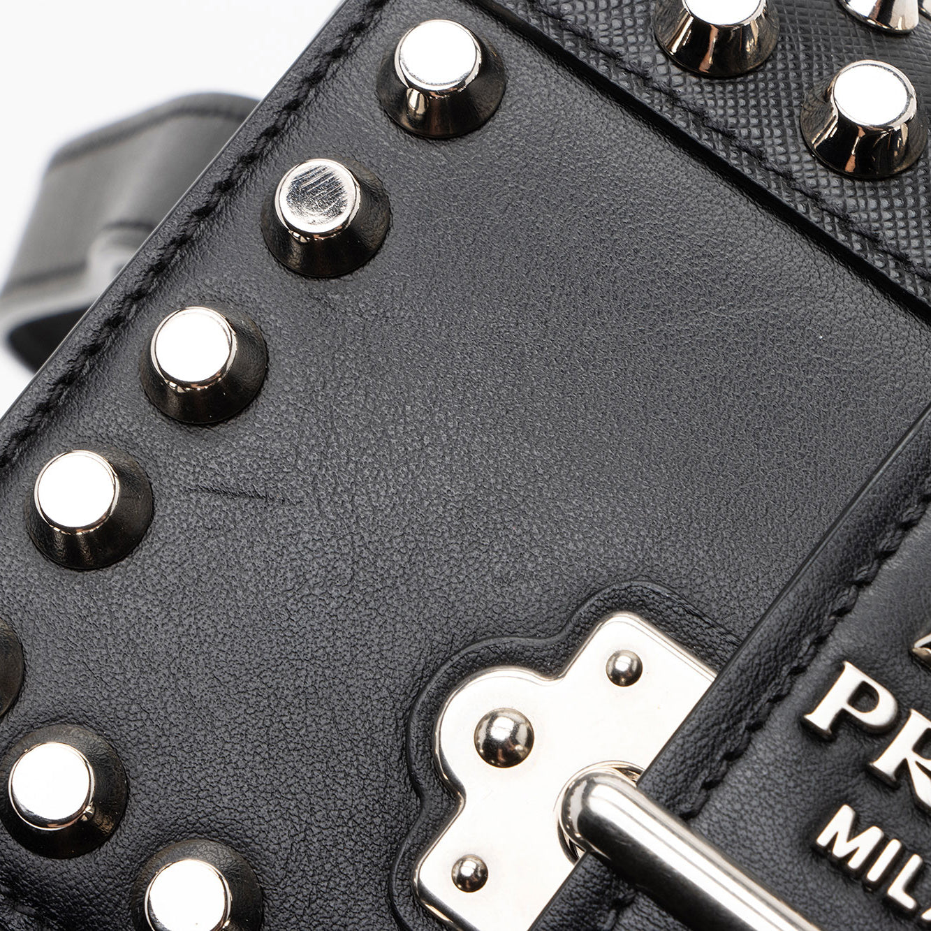 Prada Saffiano Calfskin Studded Cahier Belt Bag