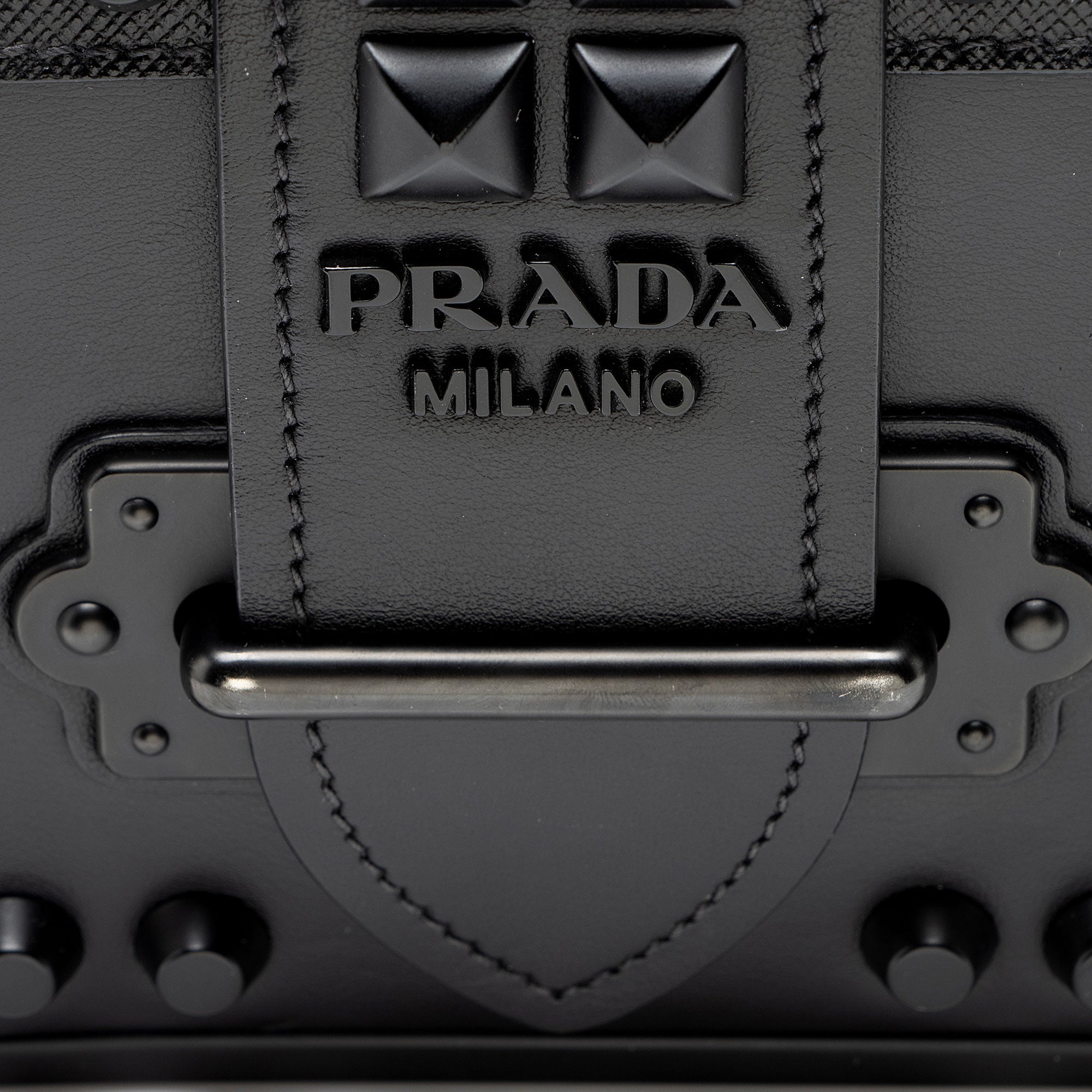 Prada Saffiano Calfskin Studded Cahier Crossbody