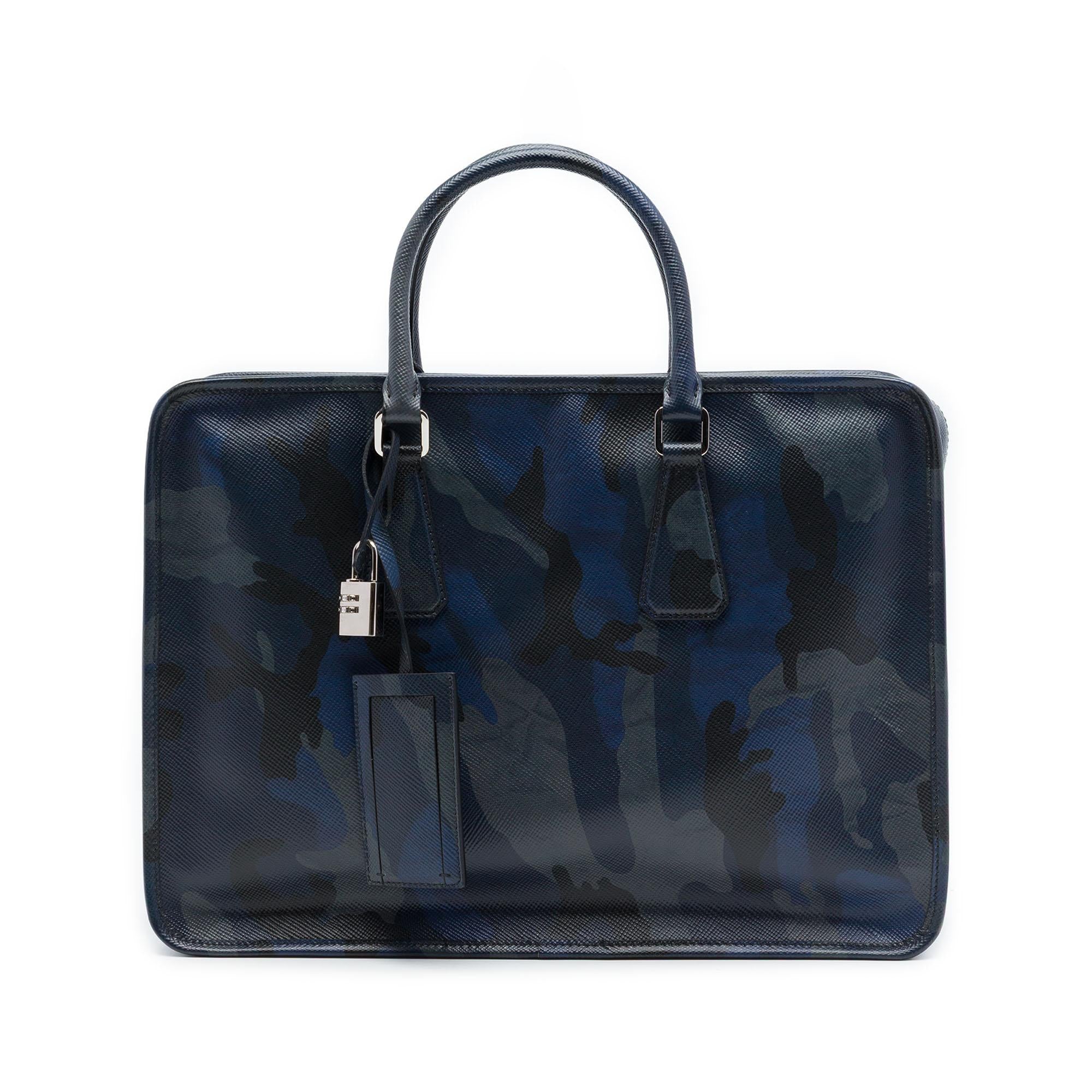 Prada Saffiano Camouflage Print Briefcase