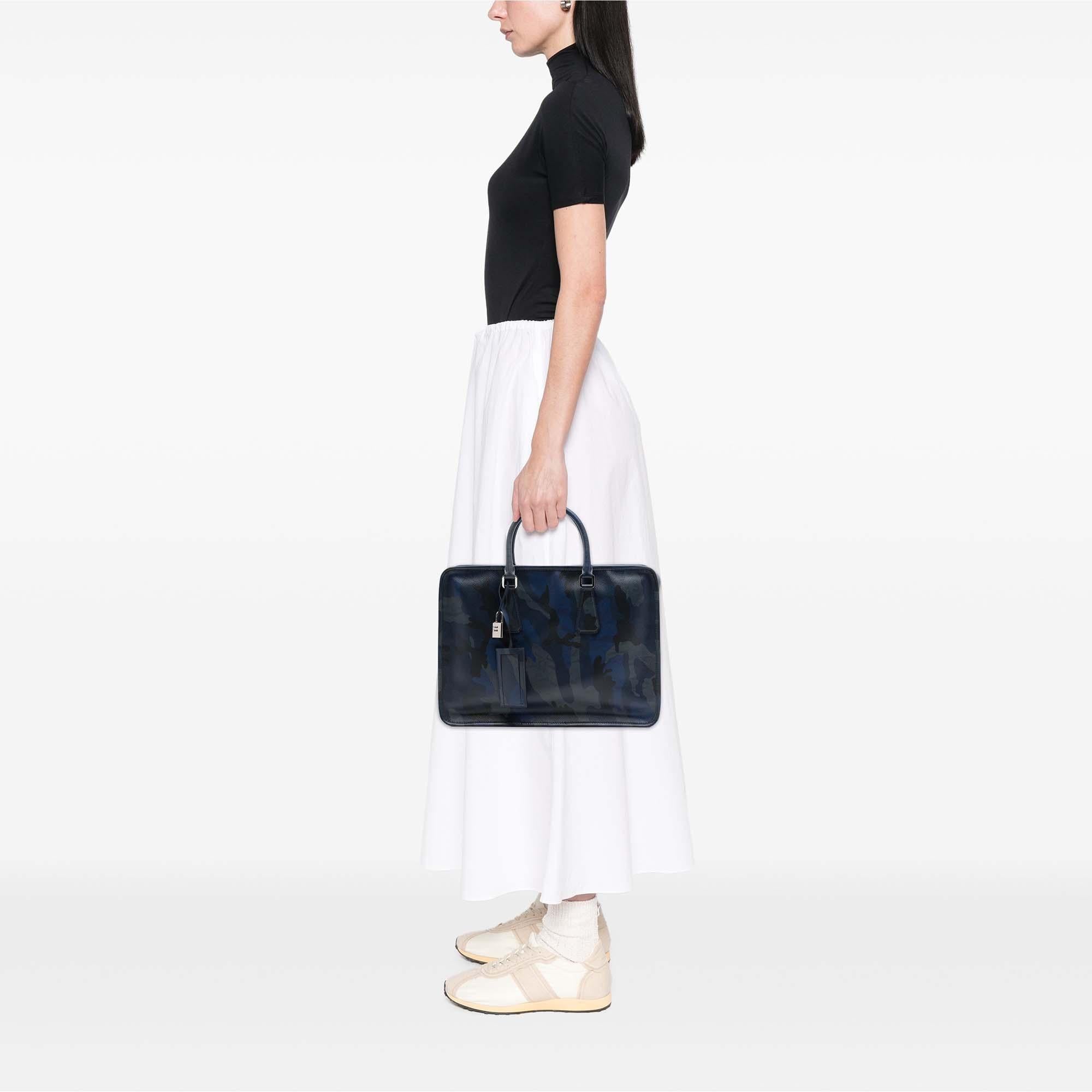 Prada Saffiano Camouflage Print Briefcase