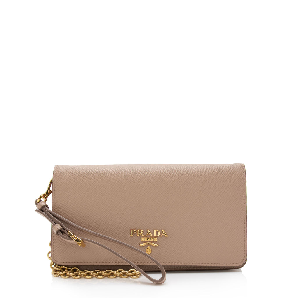 PRADA Lux Wallet Chain Bag - White/Gold