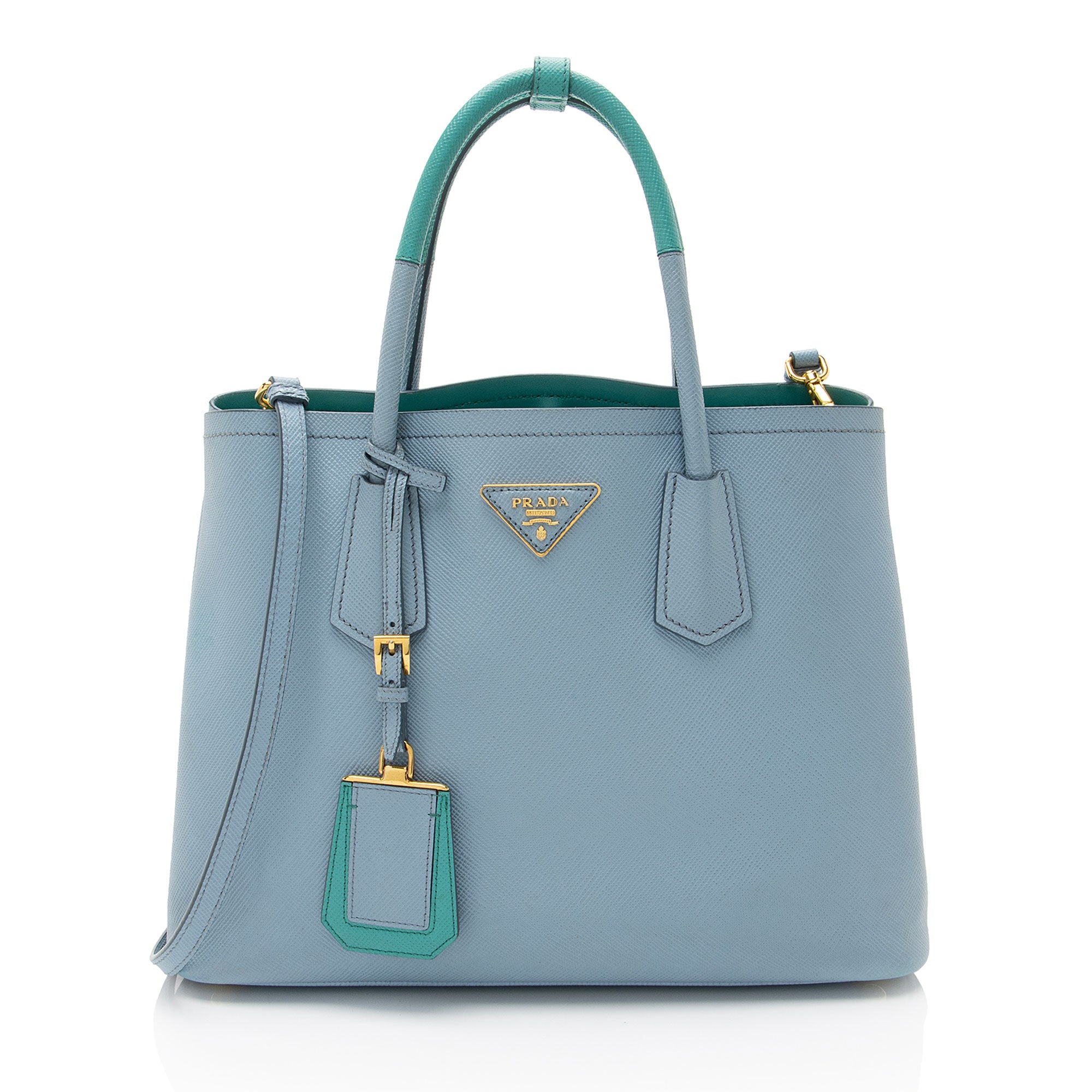 【PRADA・超美品】SAFFIANO CUIR ブルー Prada Saffiano Cuir Double Handle Medium Tote