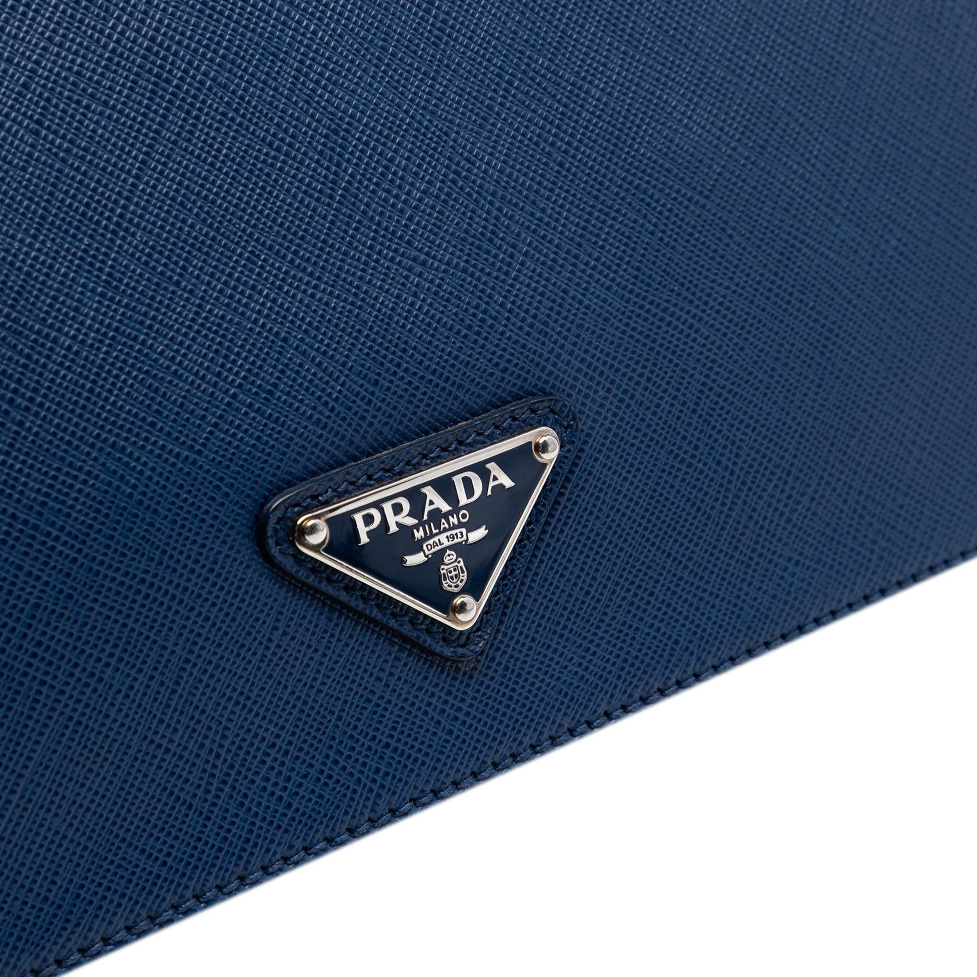 Prada Saffiano Cuir Travel Front Zip Pocket Briefcase