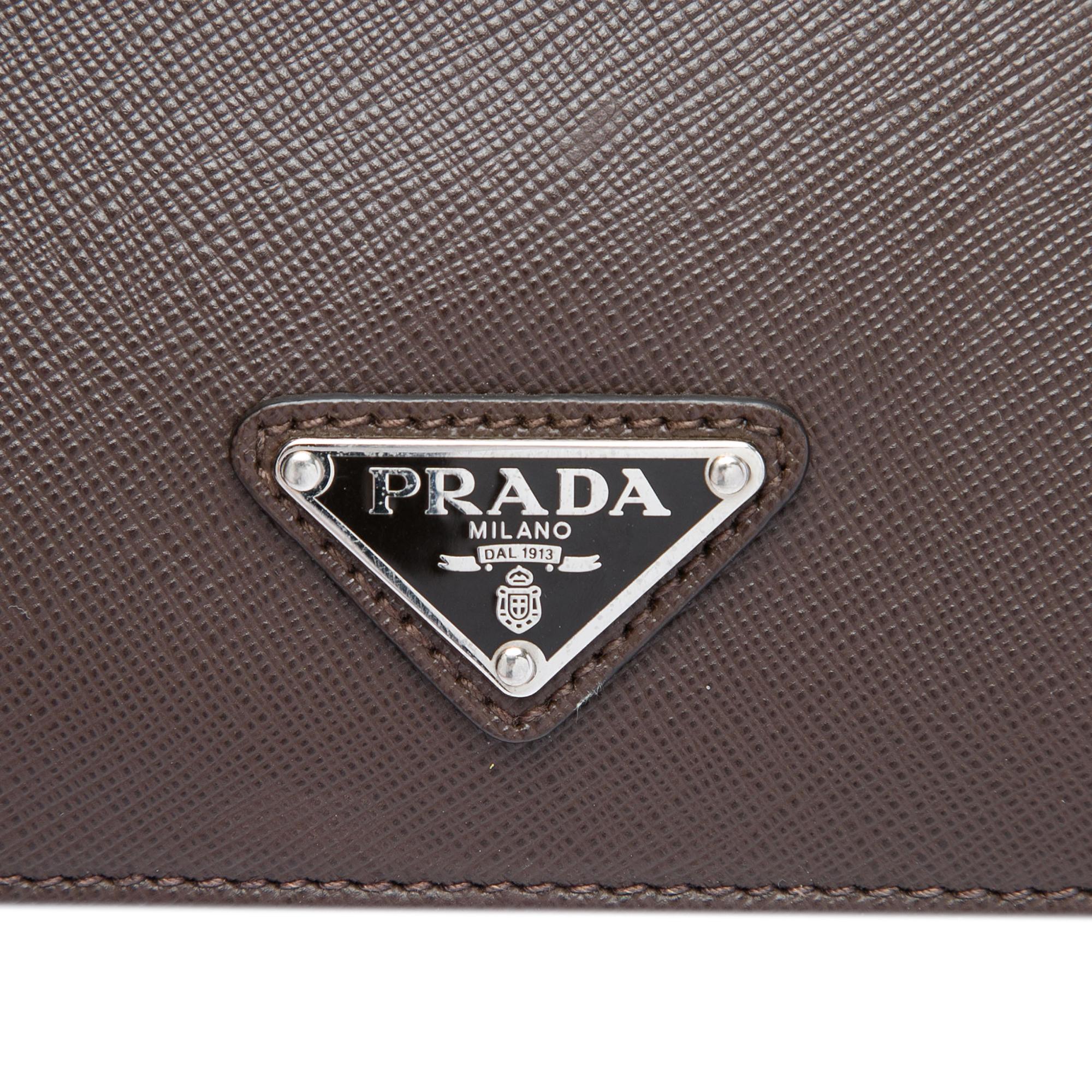 Prada Saffiano Cuir Travel Front Zip Pocket Briefcase