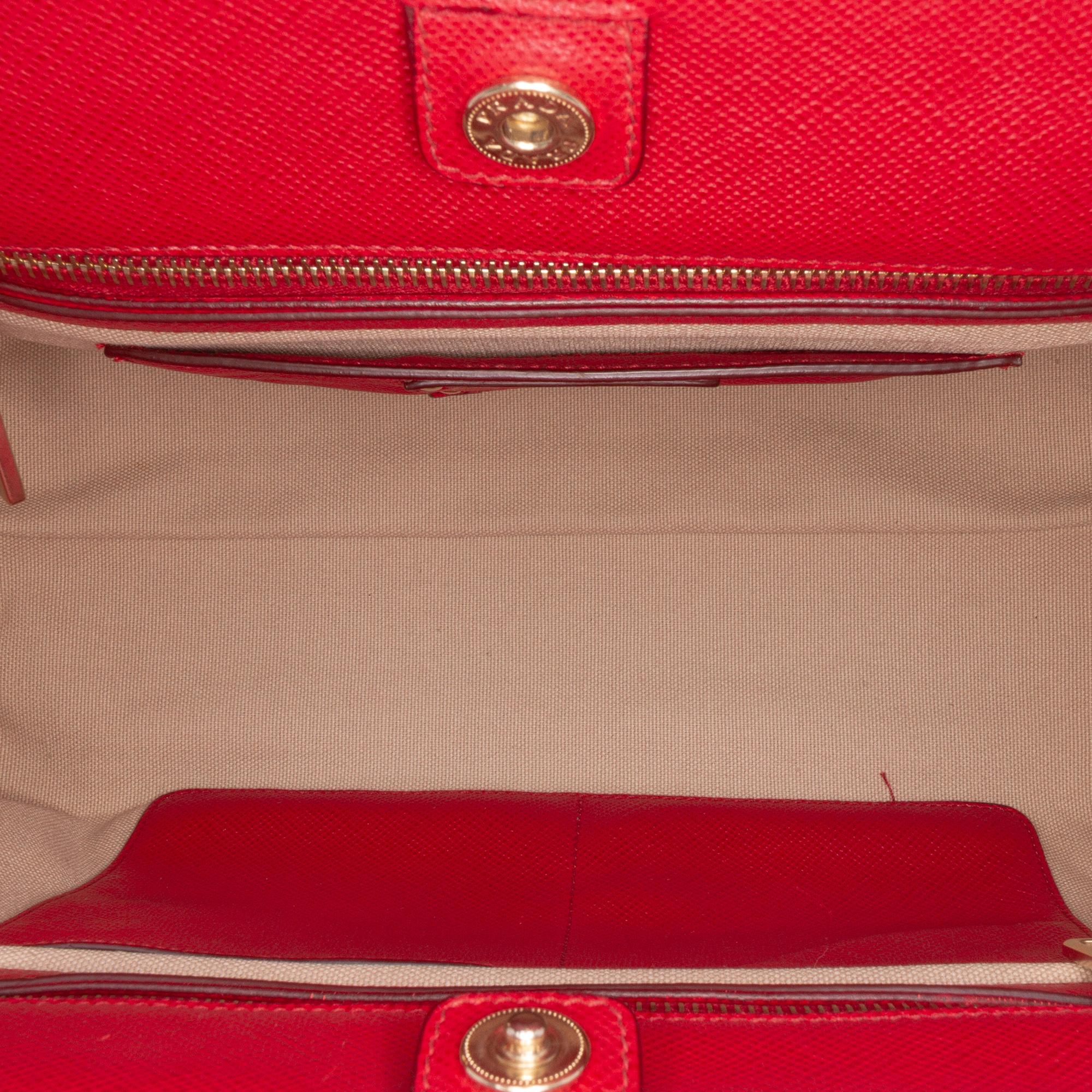Prada Saffiano Cuir Trimmed Canapa Satchel