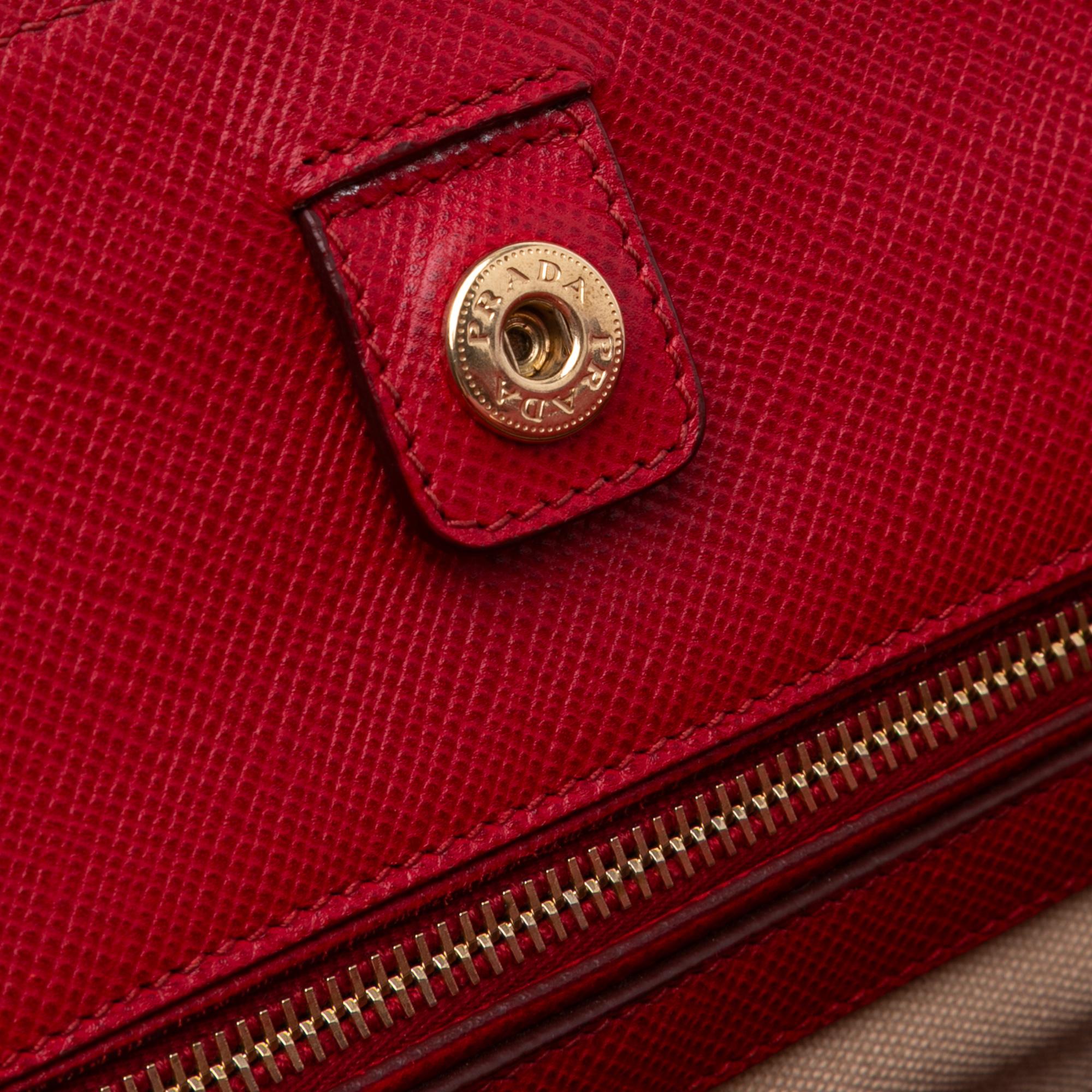 Prada Saffiano Cuir Trimmed Canapa Satchel