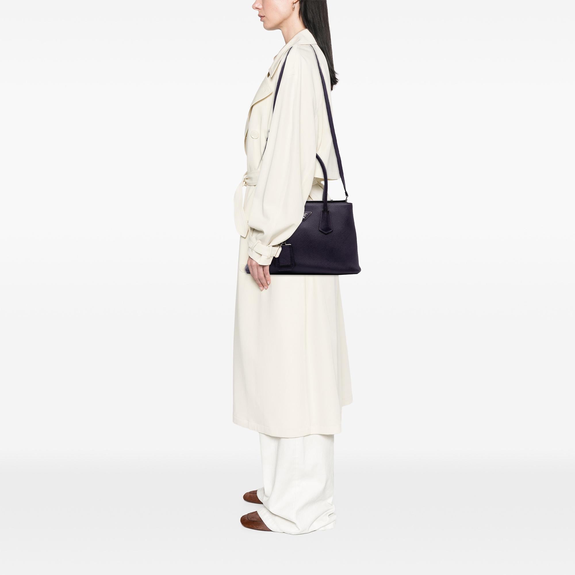 Prada Saffiano Cuir Turnlock Twin Satchel