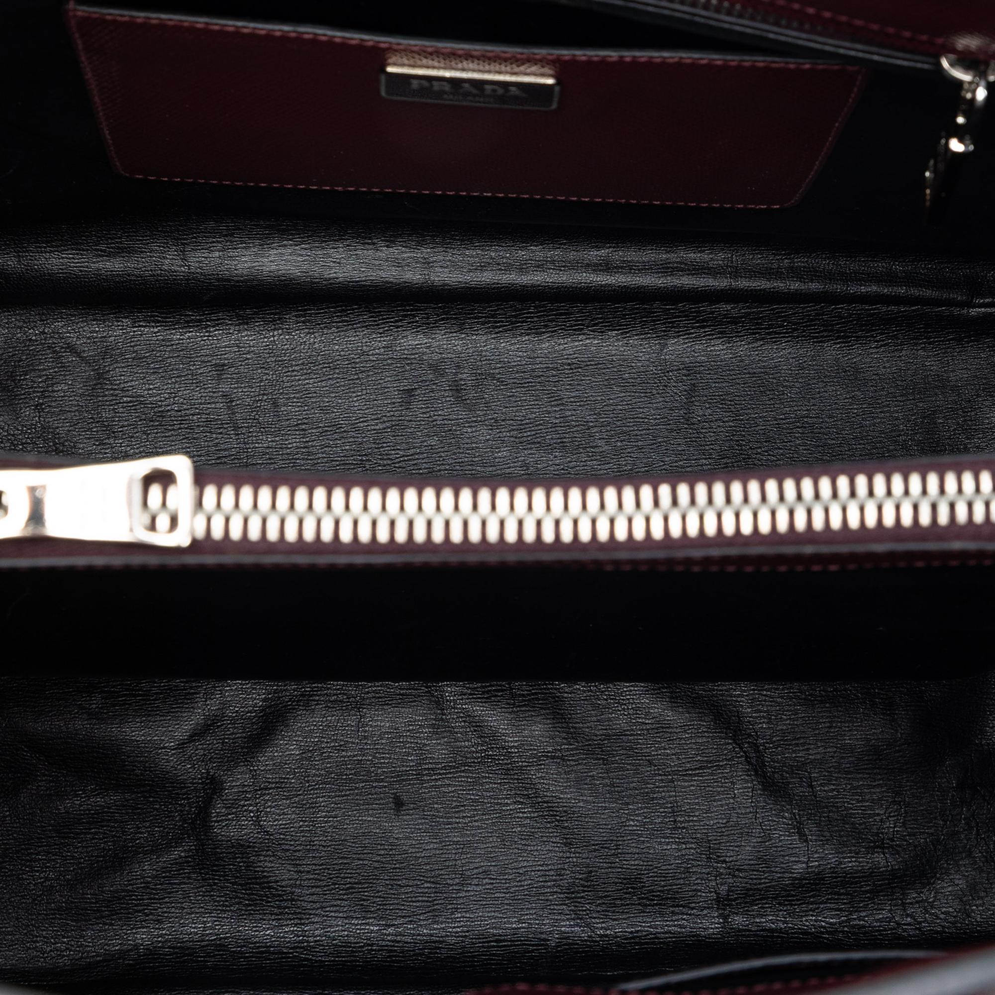Prada Saffiano Cuir Turnlock Twin Satchel