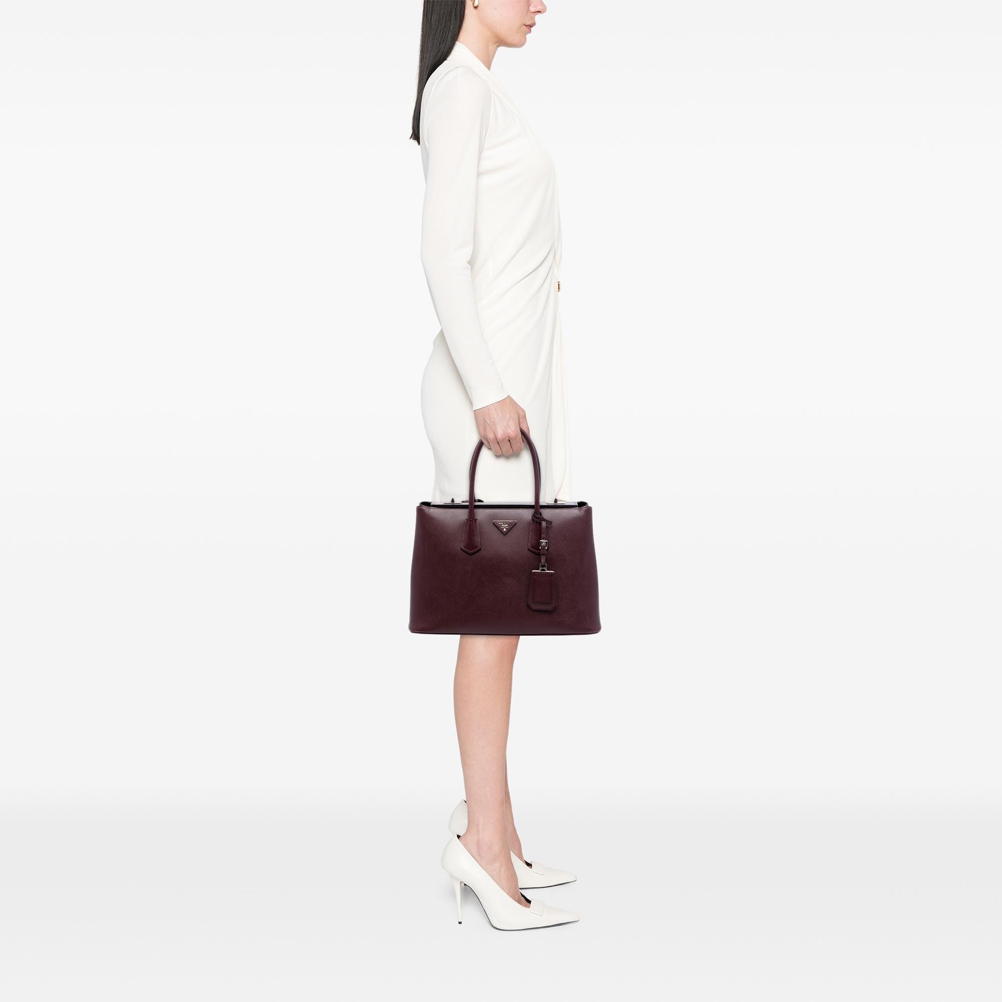 Prada Saffiano Cuir Turnlock Twin Satchel
