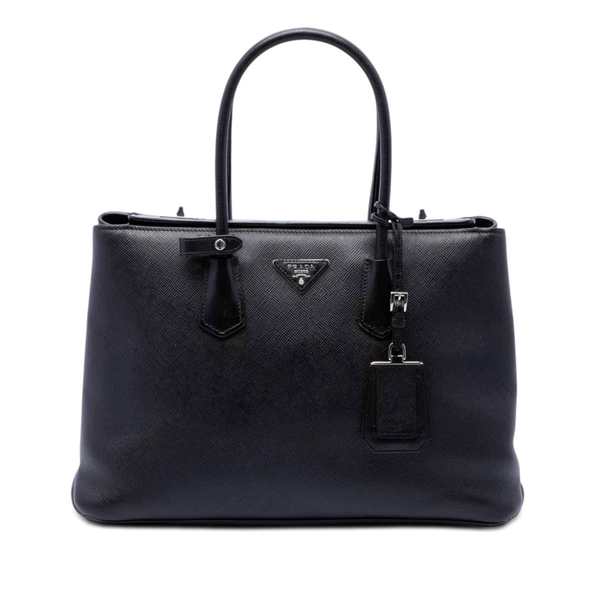Prada Saffiano Cuir Turnlock Twin Satchel
