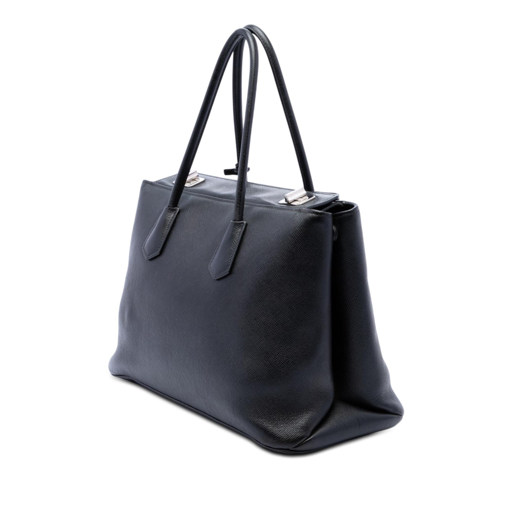 Prada Saffiano Cuir Turnlock Twin Satchel