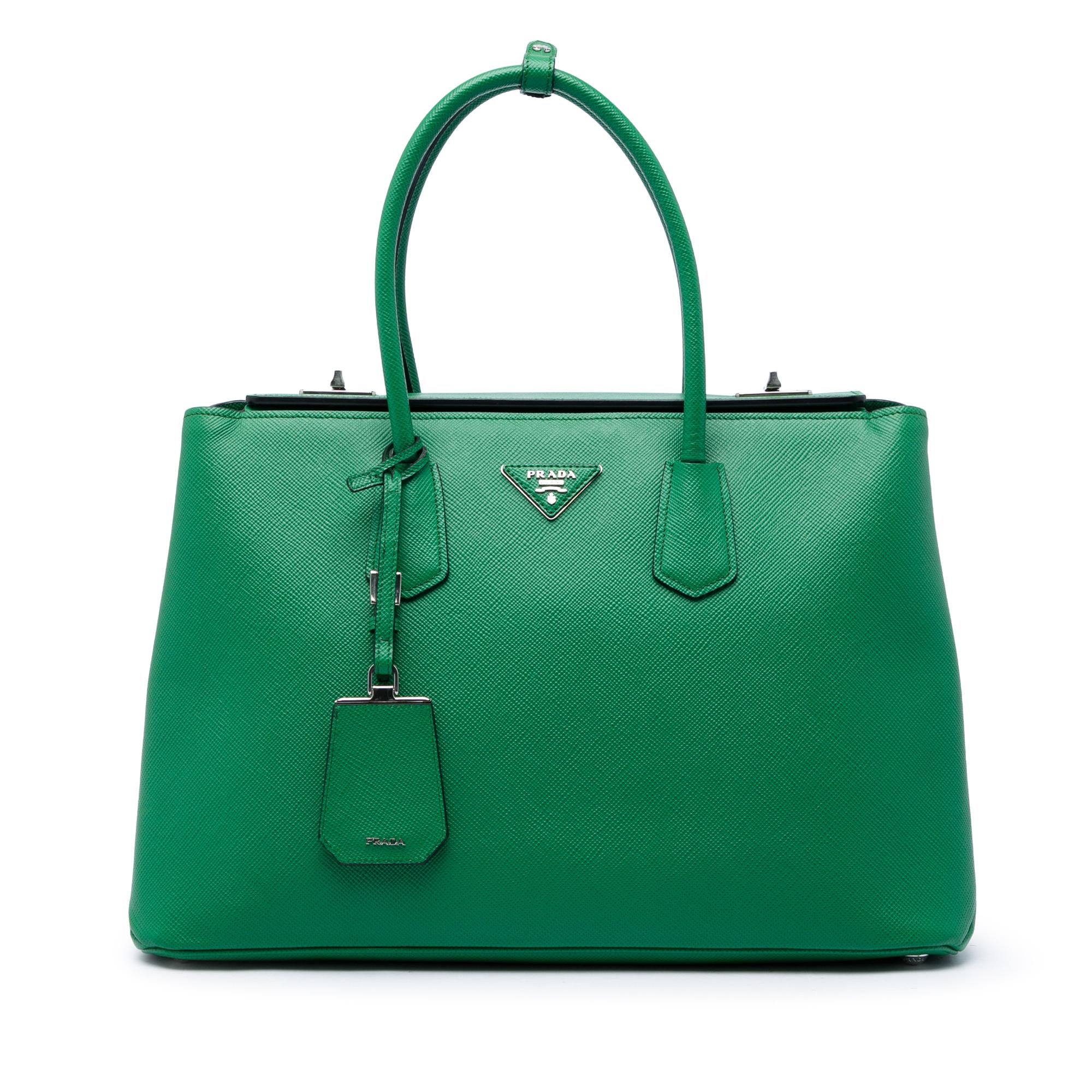 Prada Saffiano Cuir Turnlock Twin Satchel