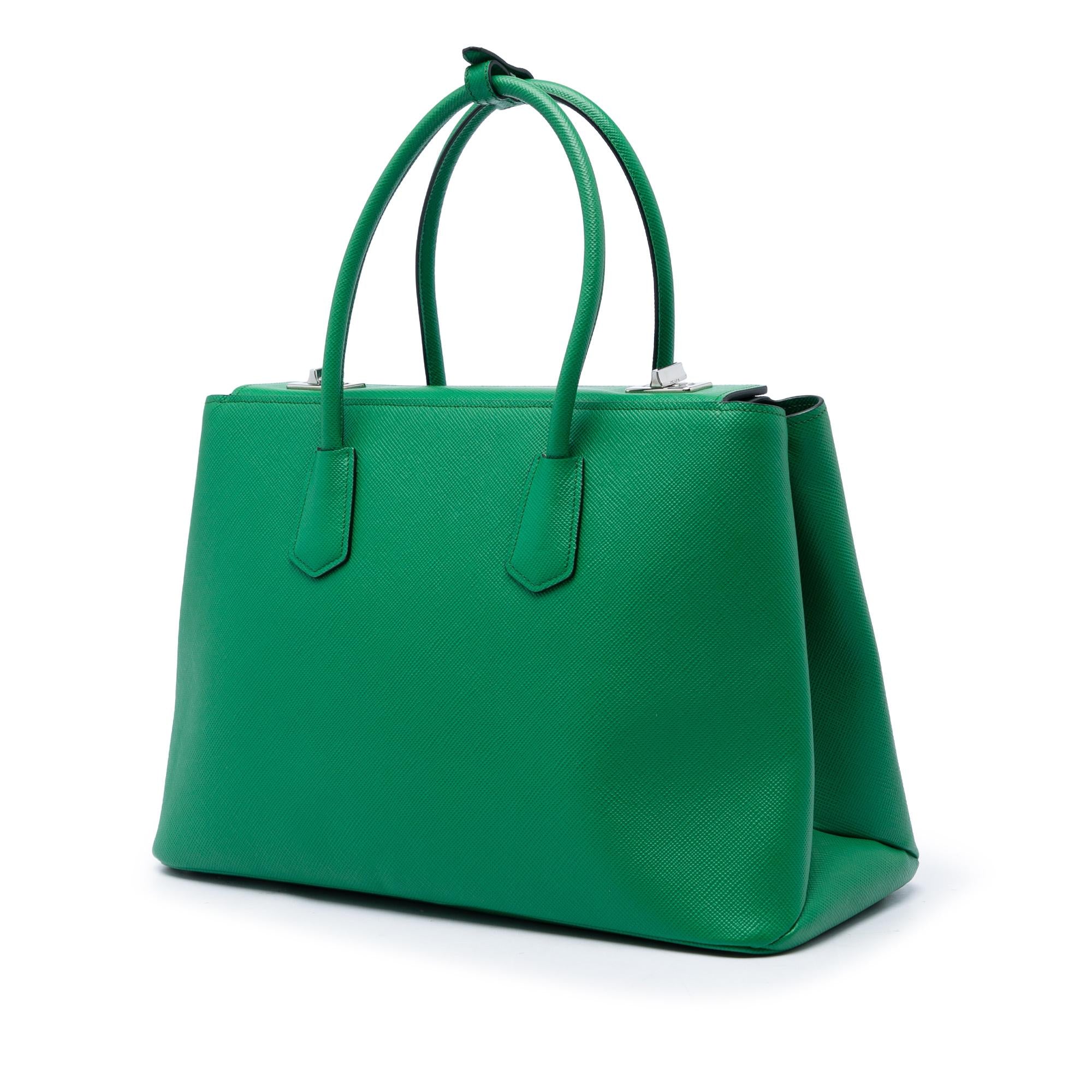 Prada Saffiano Cuir Turnlock Twin Satchel