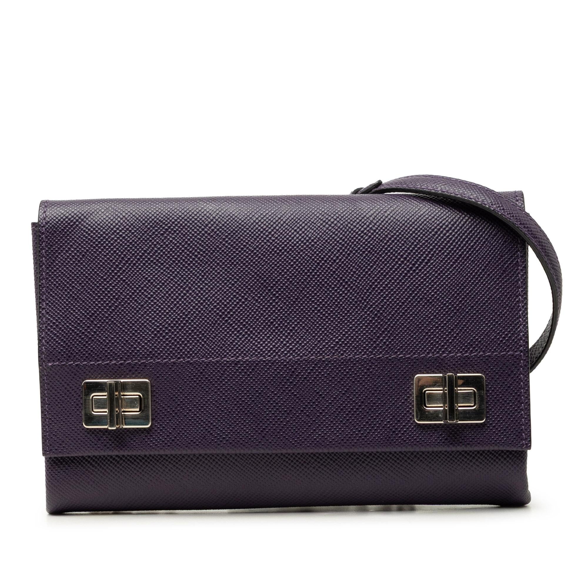 Prada Saffiano Cuir Twist Lock Chain Flap