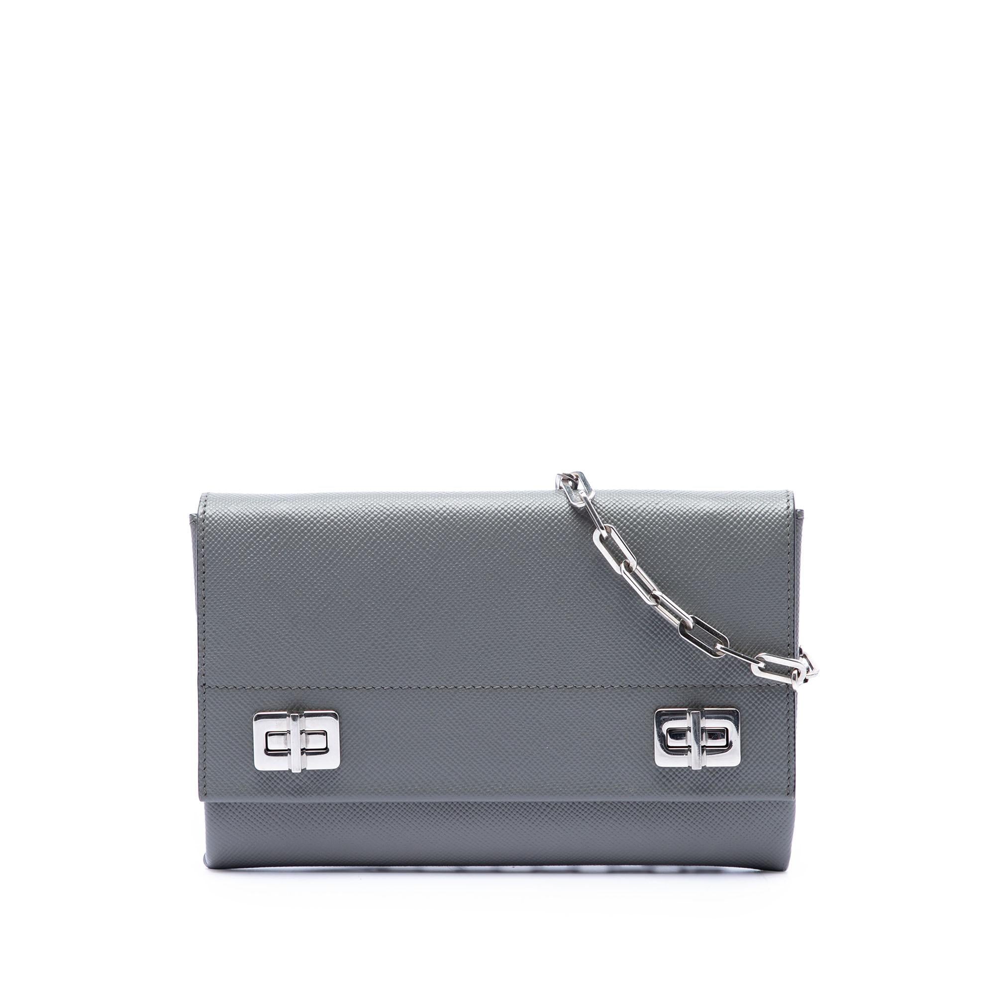 Prada Saffiano Cuir Twist Lock Chain Flap