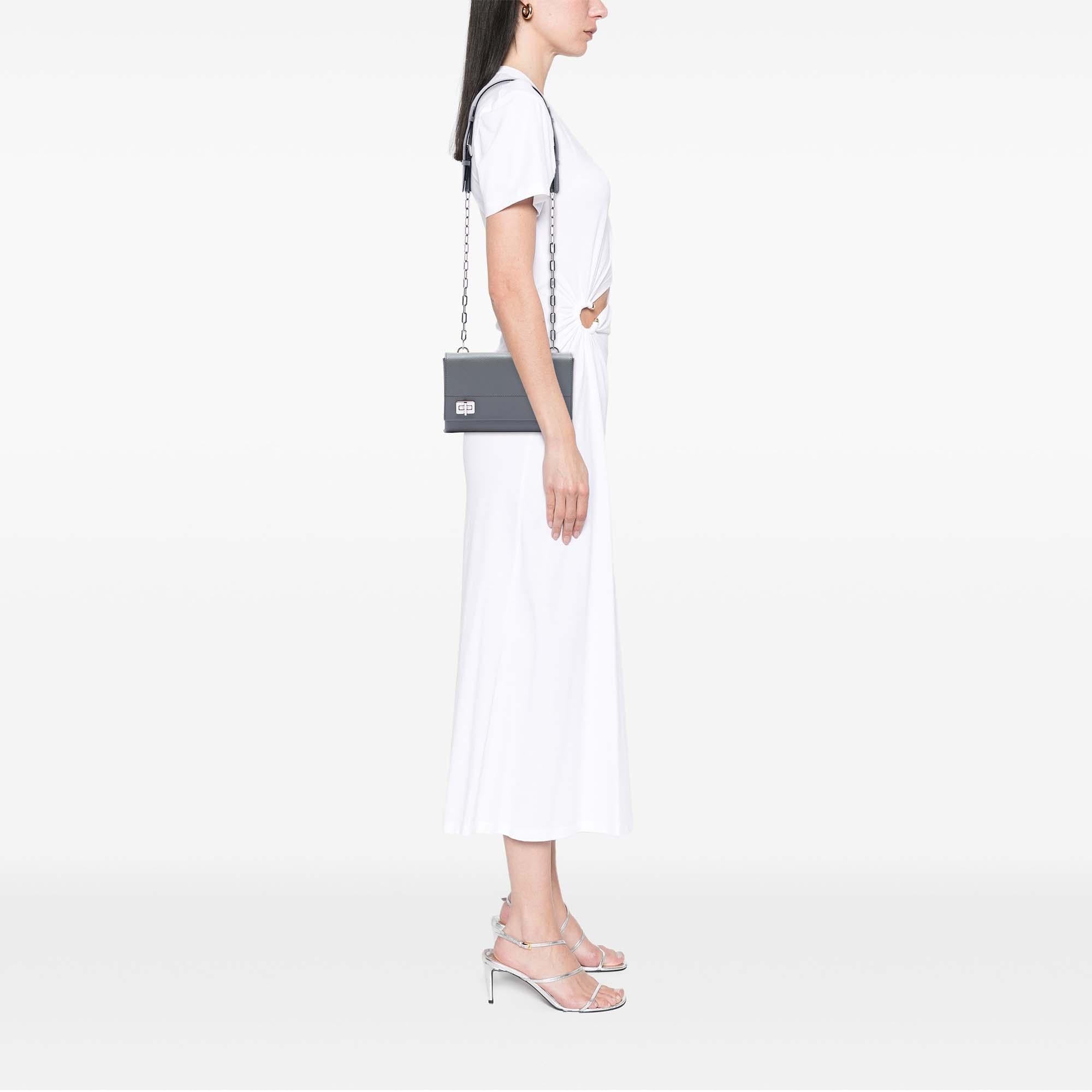 Prada Saffiano Cuir Twist Lock Chain Flap