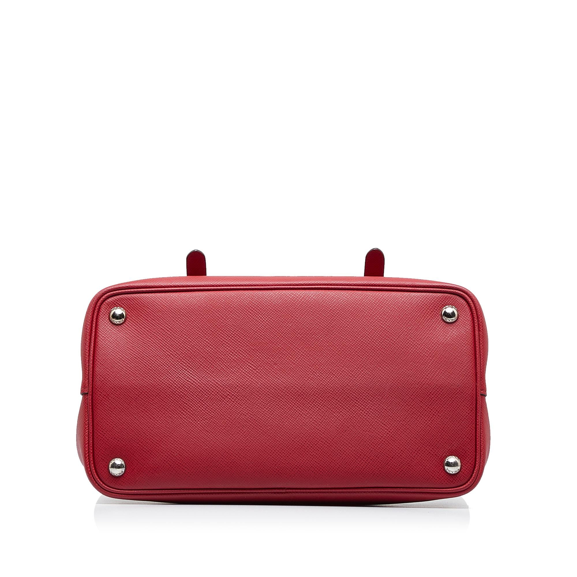 Prada Saffiano Double Turnlock Satchel (SHG-R9sQWs)