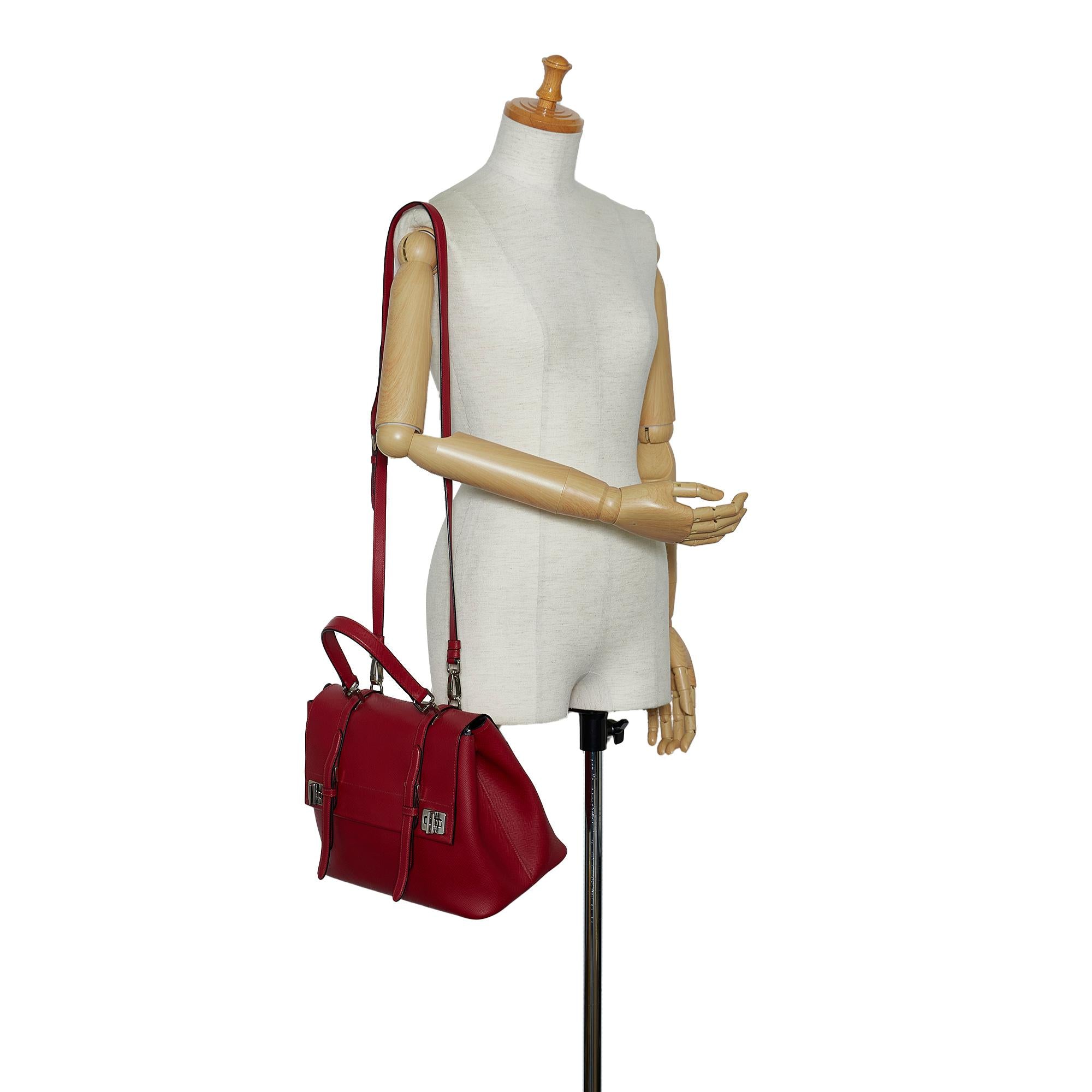 Prada Saffiano Double Turnlock Satchel (SHG-R9sQWs)