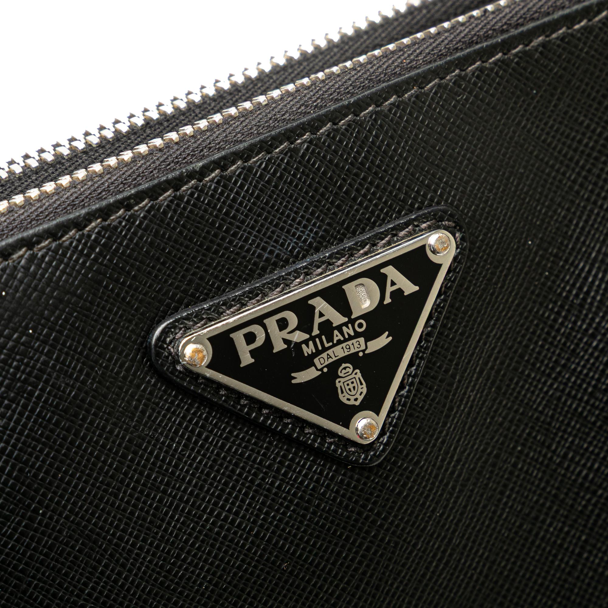 Prada Saffiano Double Zip Clutch